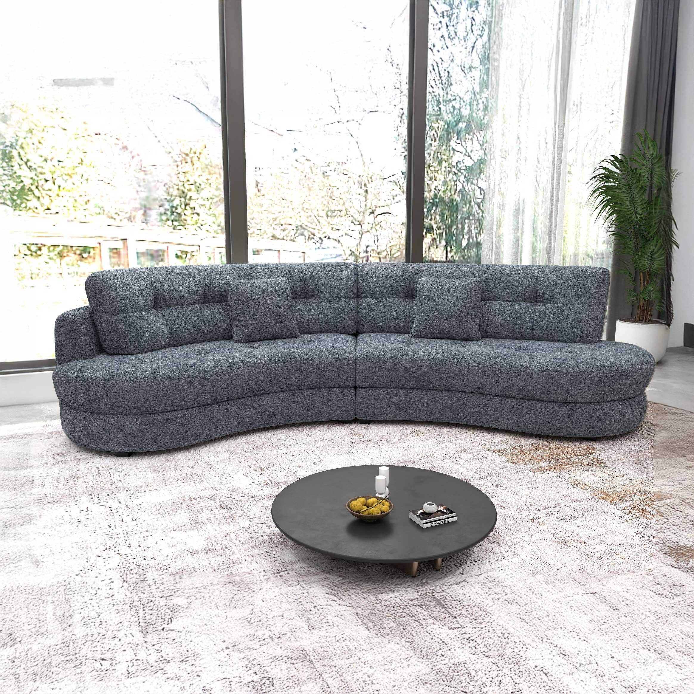 Canapea semirotunda dumonde cu șezut confortabil din spumă HR, Roma  Euphoria Gri Grafit 300x160 cm