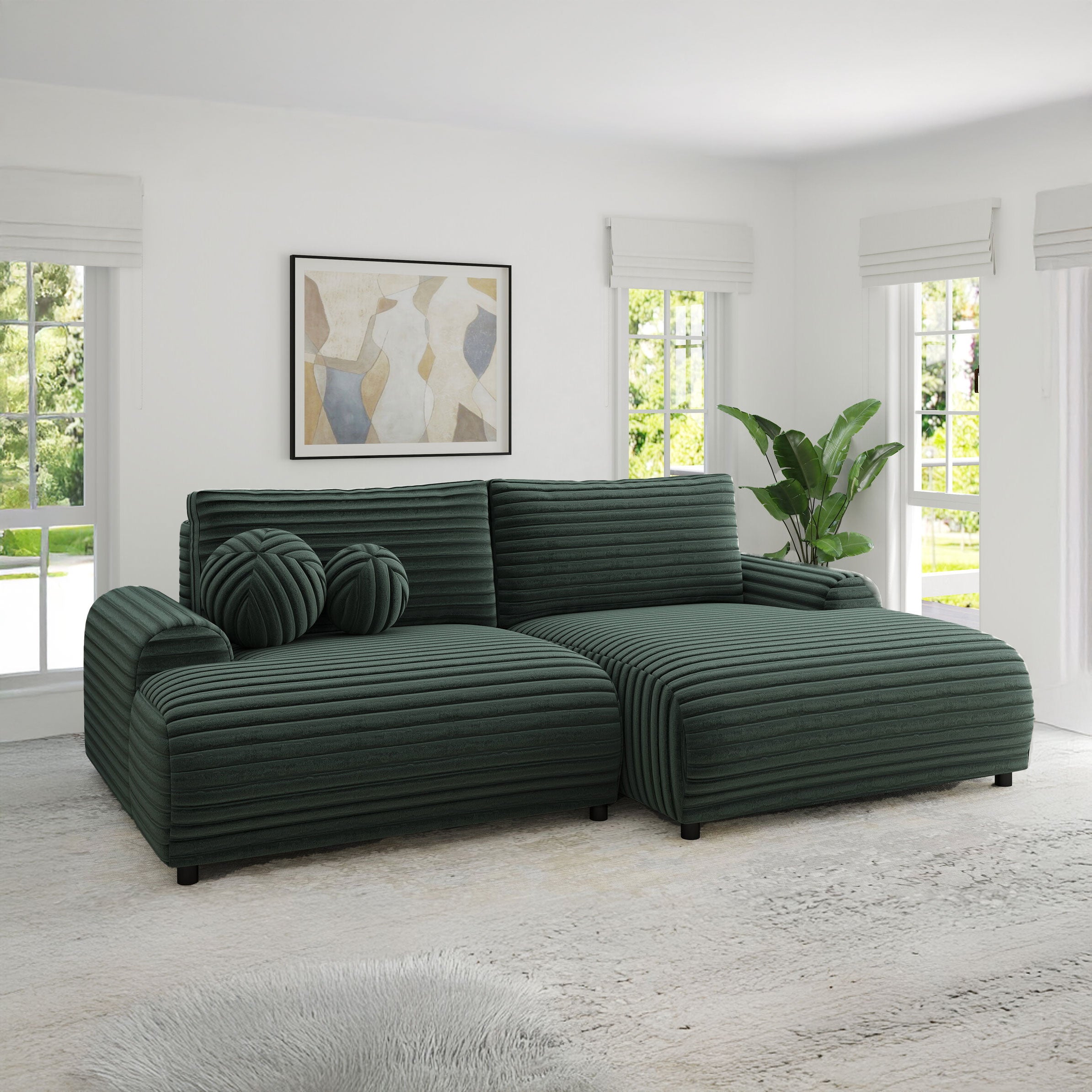 Colțar extensibil dumonde cu ladă de depozitare și șezut confortabil din spumă HR, Carlo Ambience Verde 240x145 cm II