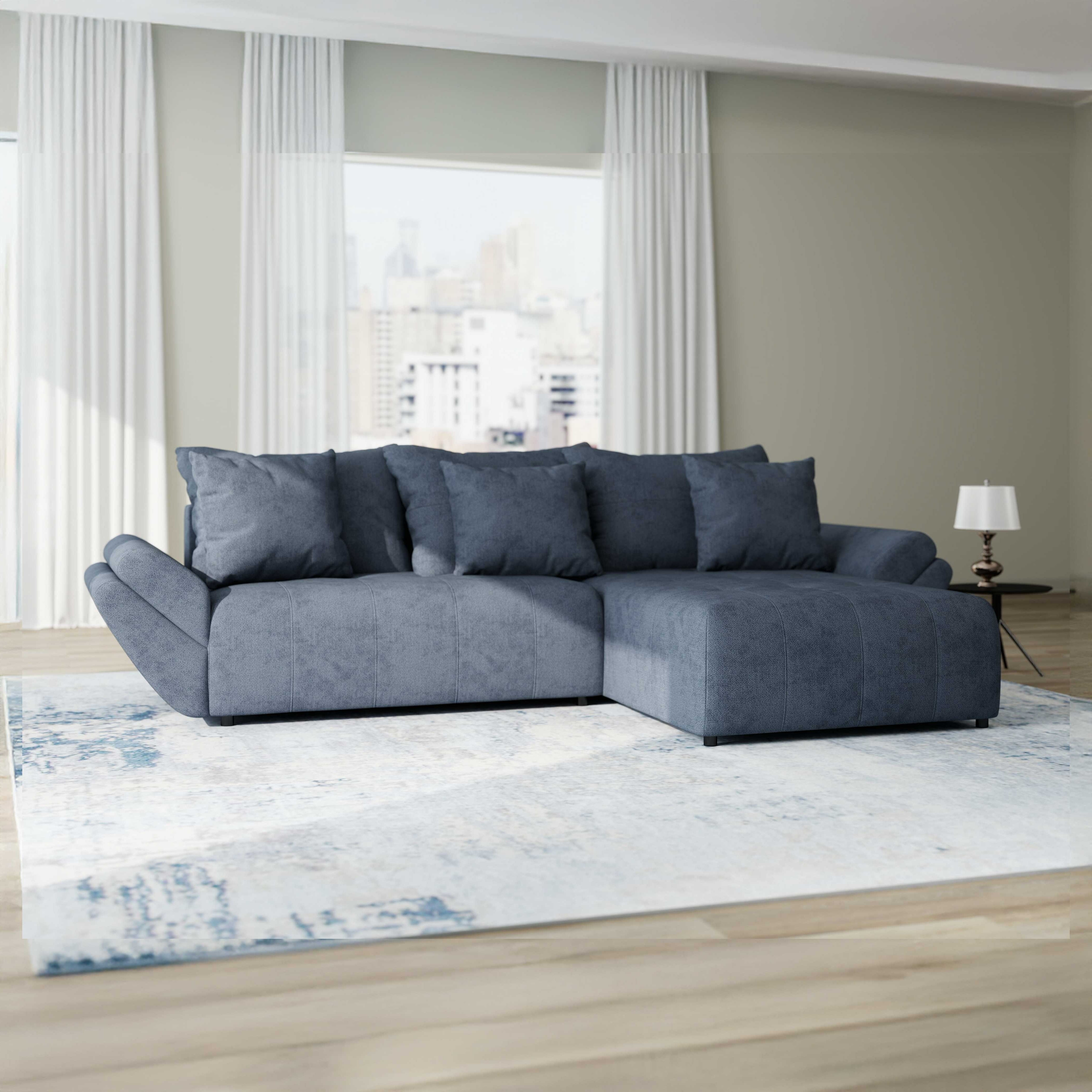 Colțar extensibil dumonde cu ladă de depozitare si sezut confortabil din spuma HR, Berlin Enjoy Antracit 280x185 cm II