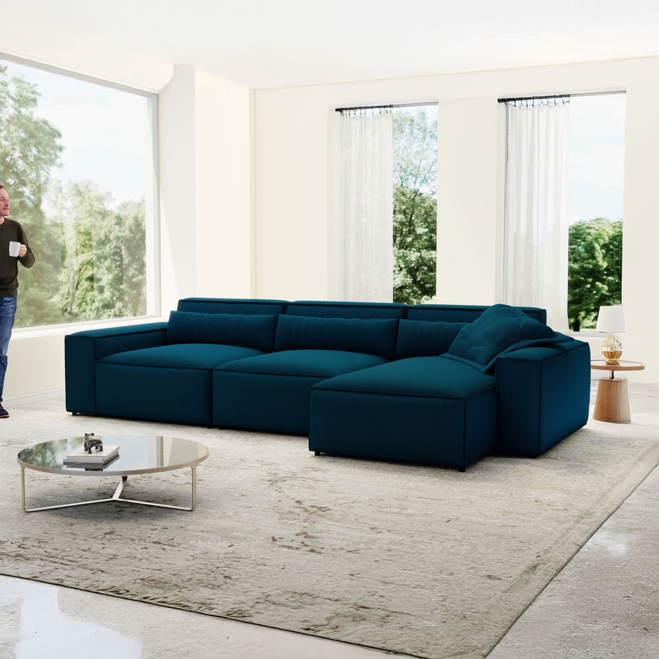 Colțar dumonde cu sezut confortabil din spuma HR, Marvelo XL Enjoy Verde Petrol 366x175 cm II