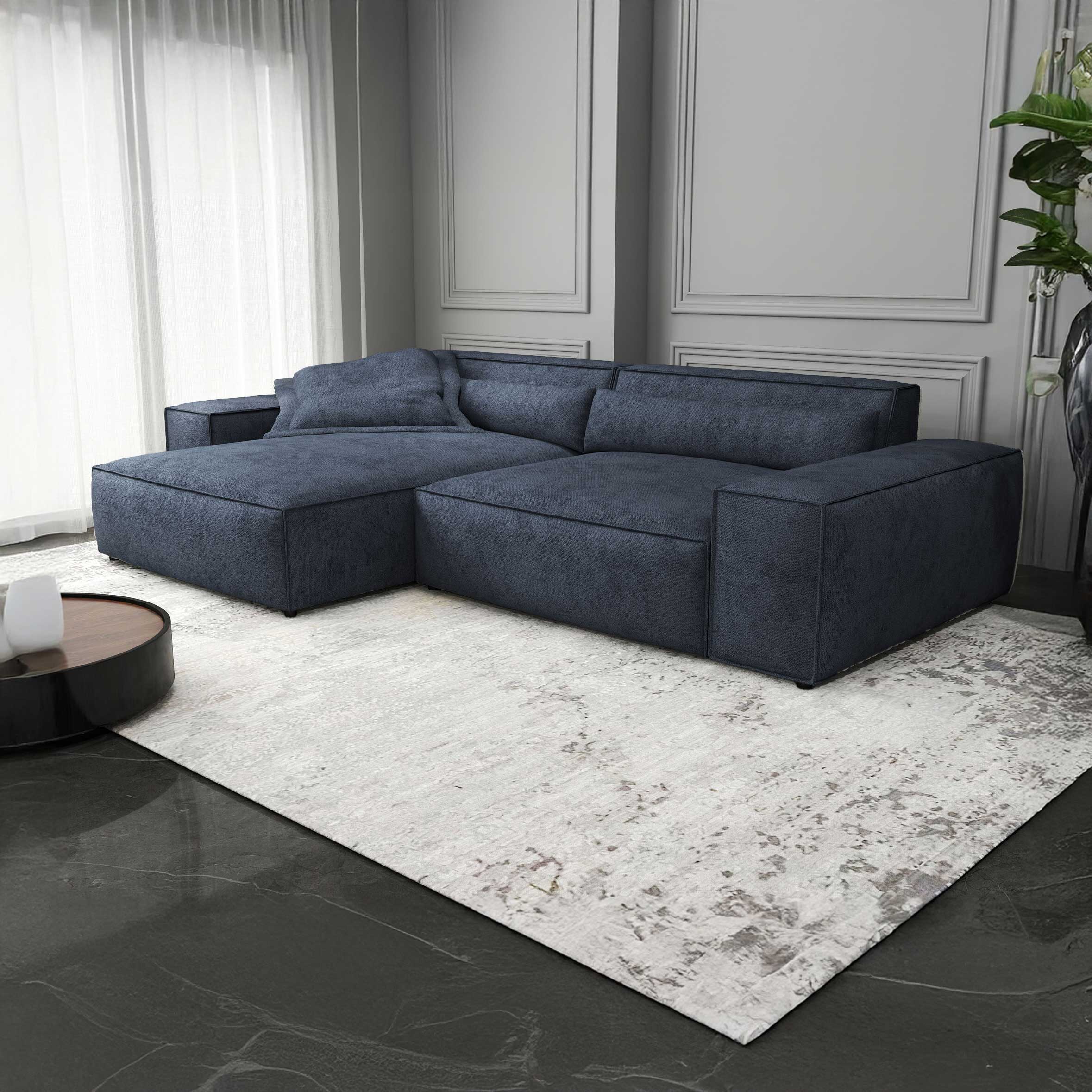 Colțar dumonde cu șezut confortabil din spumă HR, Marvelo Enjoy Antracit 264x175 cm