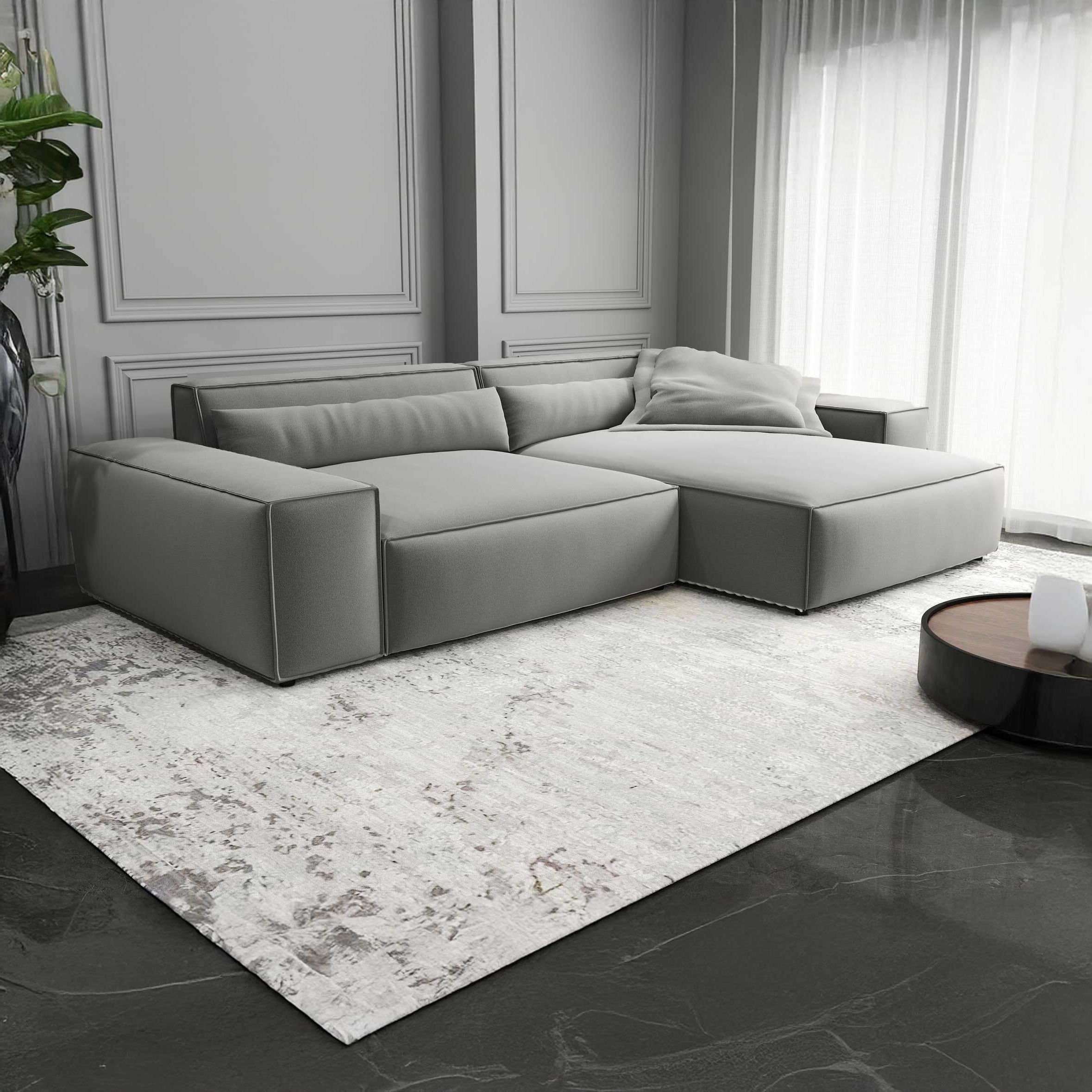 Colțar dumonde cu șezut confortabil din spumă HR, Marvelo Royal Gri 264x175 cm II