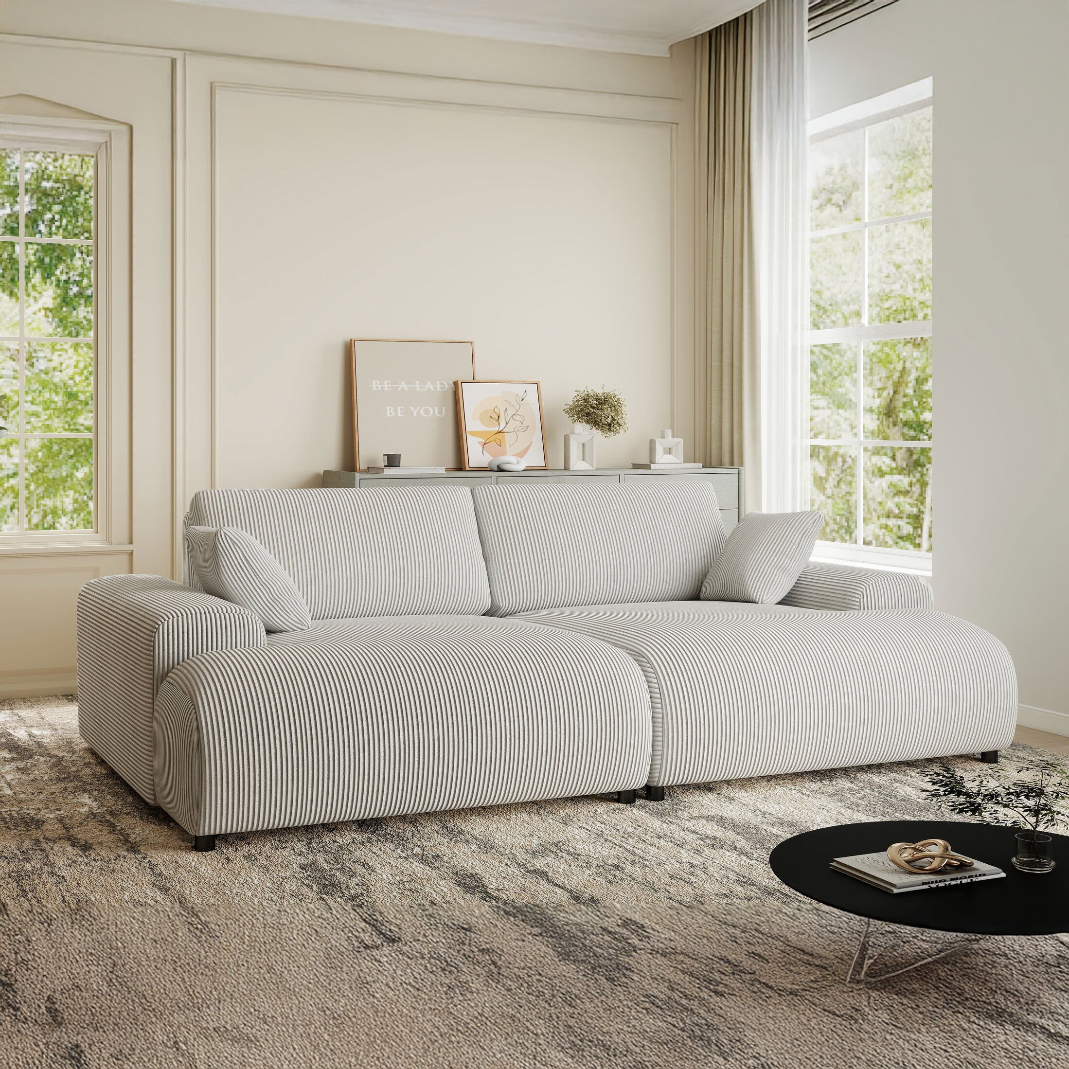 Canapea dumonde cu sezut confortabil din spuma HR, Hudson Zoom Gri 237x144 cm