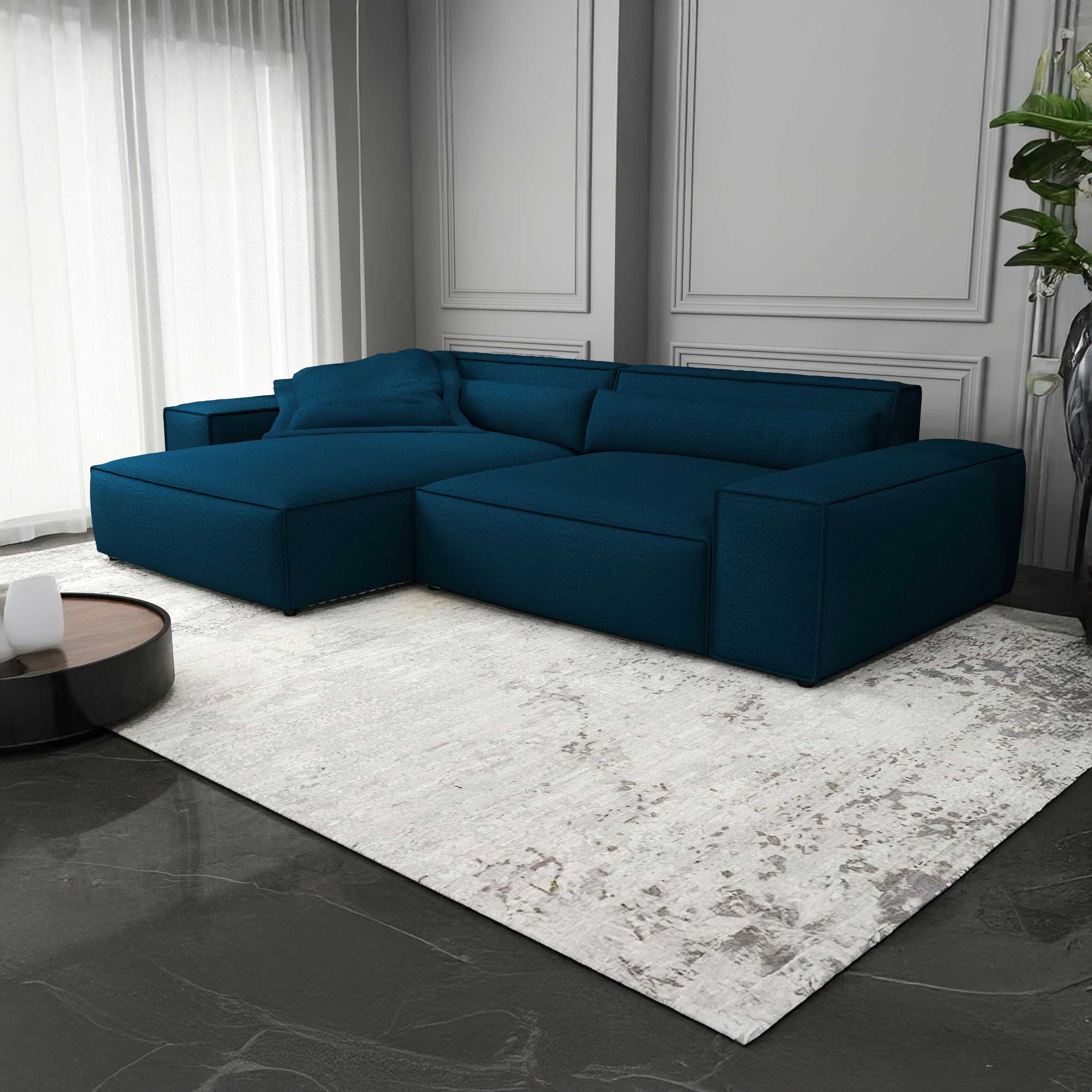 Colțar dumonde cu șezut confortabil din spumă HR, Marvelo Enjoy Verde Petrol 264x175 cm