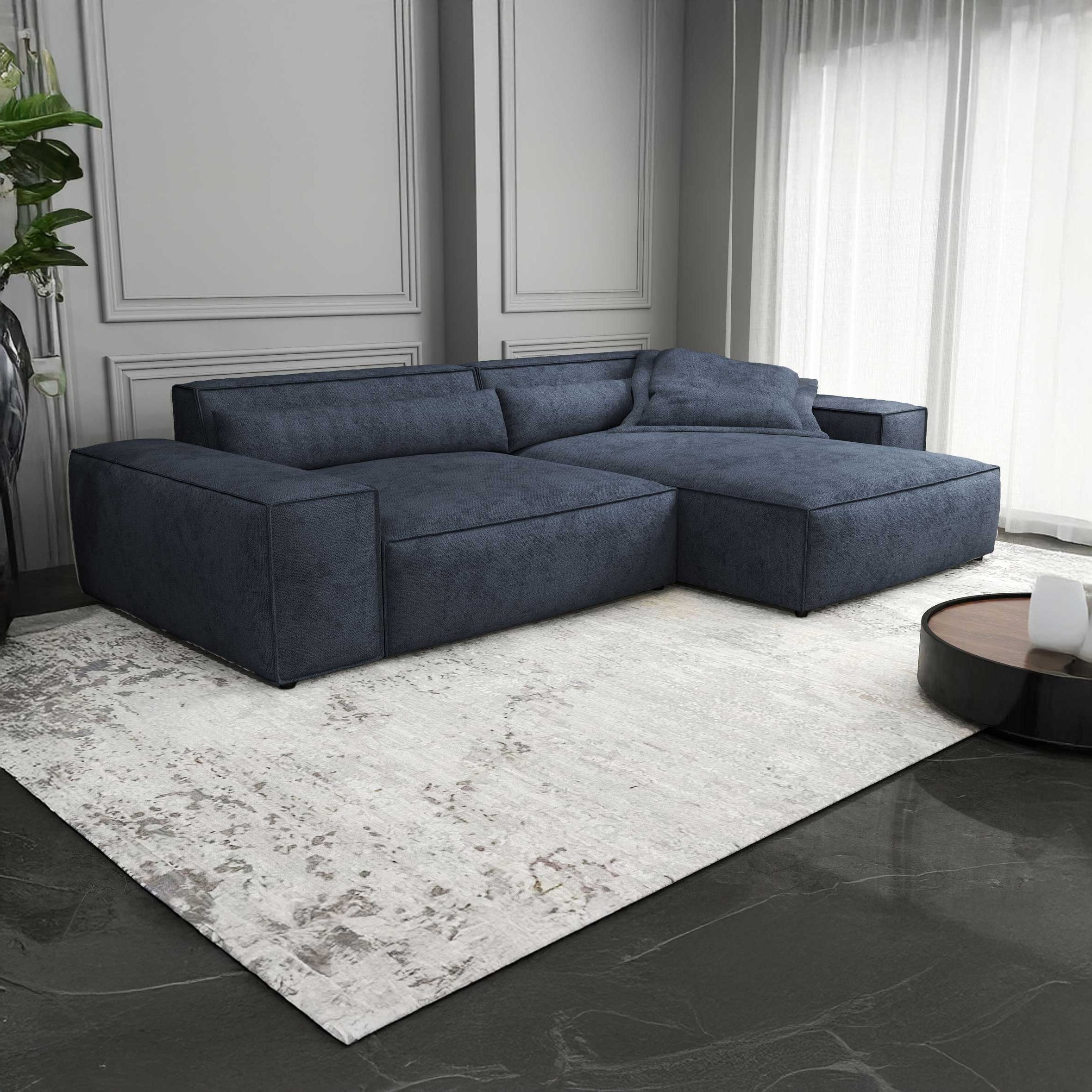 Colțar dumonde cu șezut confortabil din spumă HR, Marvelo Enjoy Antracit 264x175 cm II