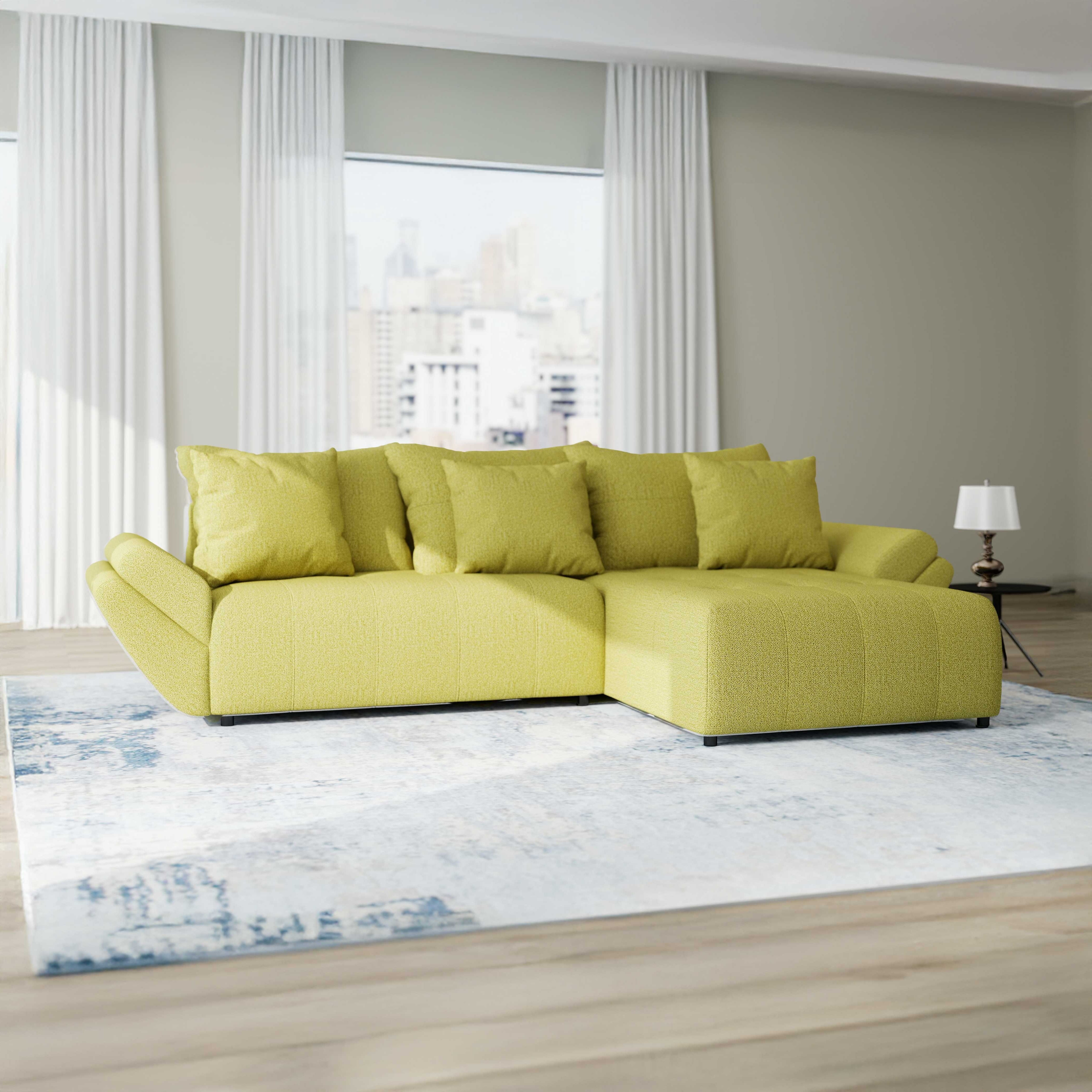 Colțar extensibil dumonde cu ladă de depozitare si sezut confortabil din spuma HR, Berlin Enjoy Verde 280x185 cm II