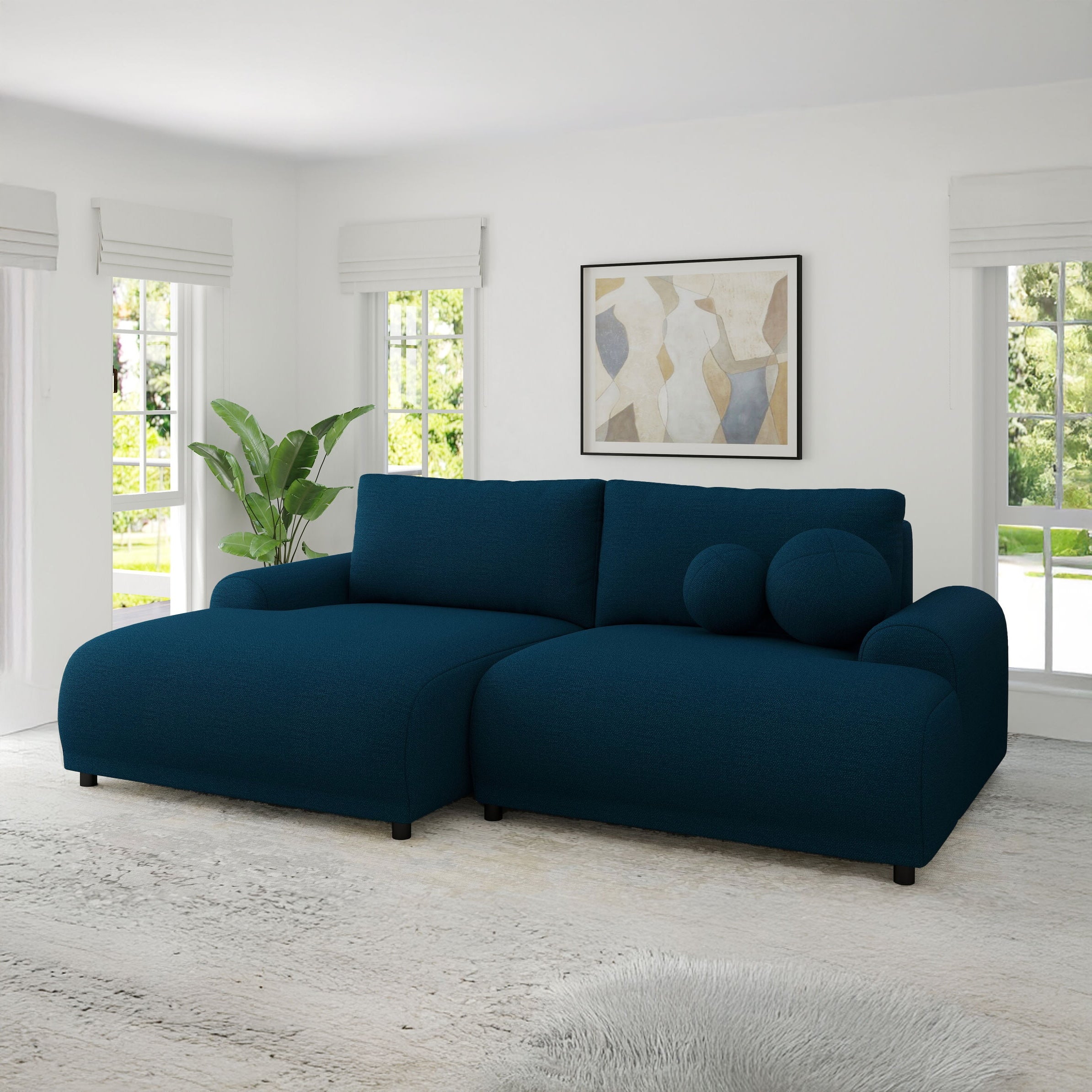 Colțar extensibil dumonde cu ladă de depozitare și șezut confortabil din spumă HR, Carlo Enjoy Verde Petrol 240x145 cm