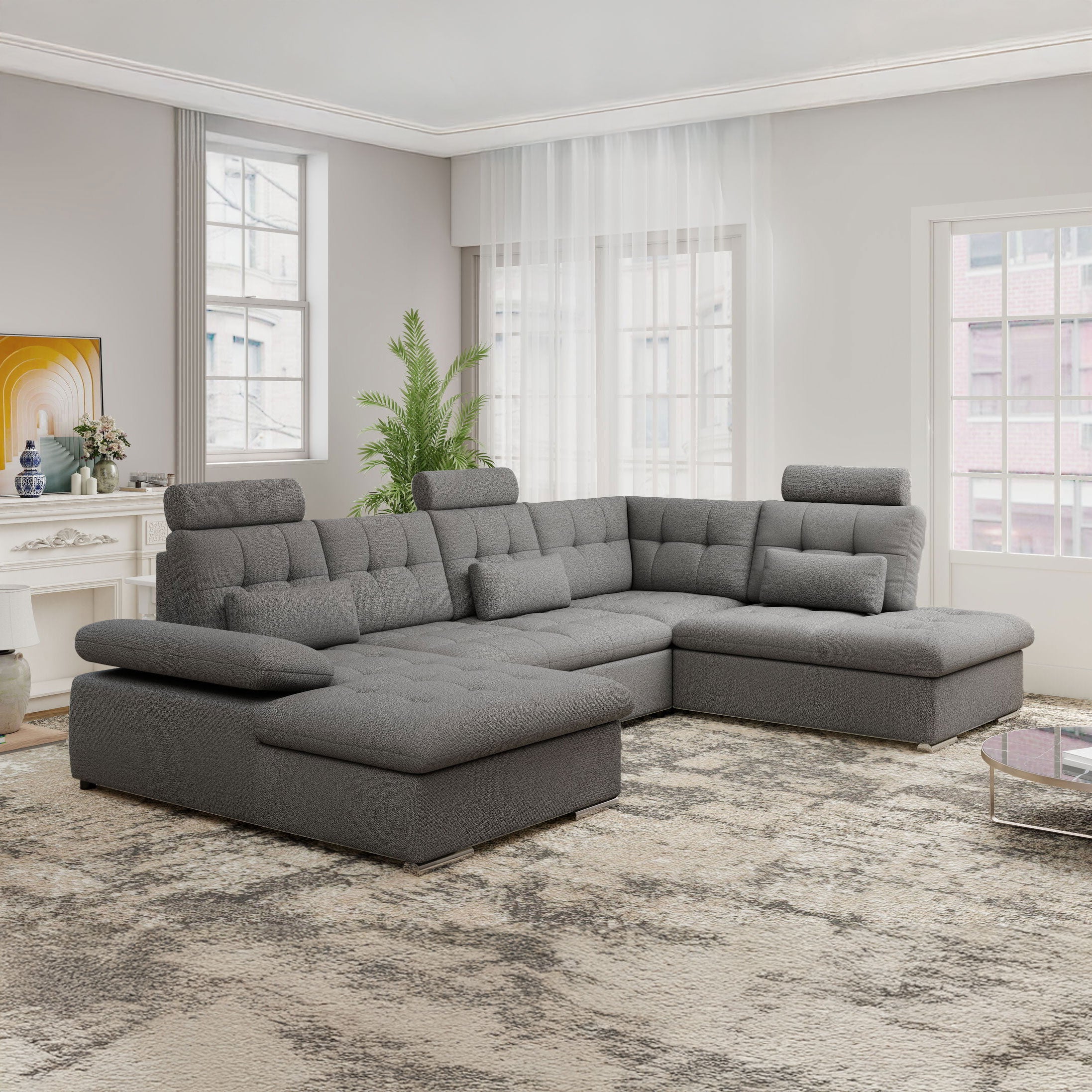 Colțar extensibil dumonde cu ladă de depozitare și șezut confortabil din spumă HR, Merkur U Enjoy Necunoscut 324x218 cm