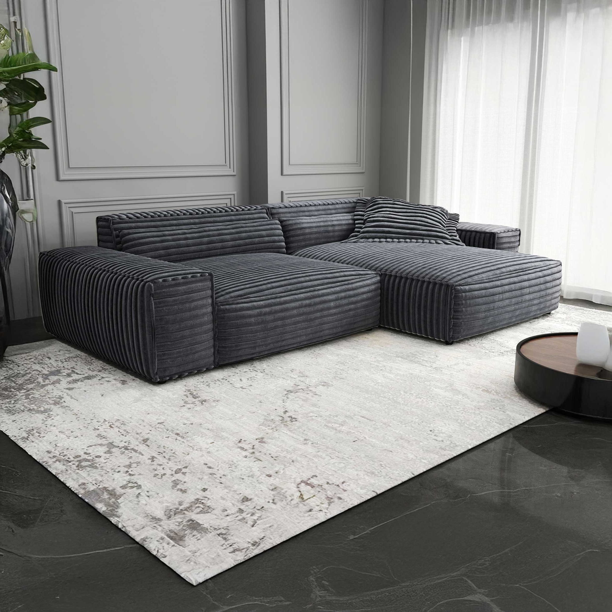 Colțar dumonde cu șezut confortabil din spumă HR, Marvelo Ambience Gri 264x175 cm II