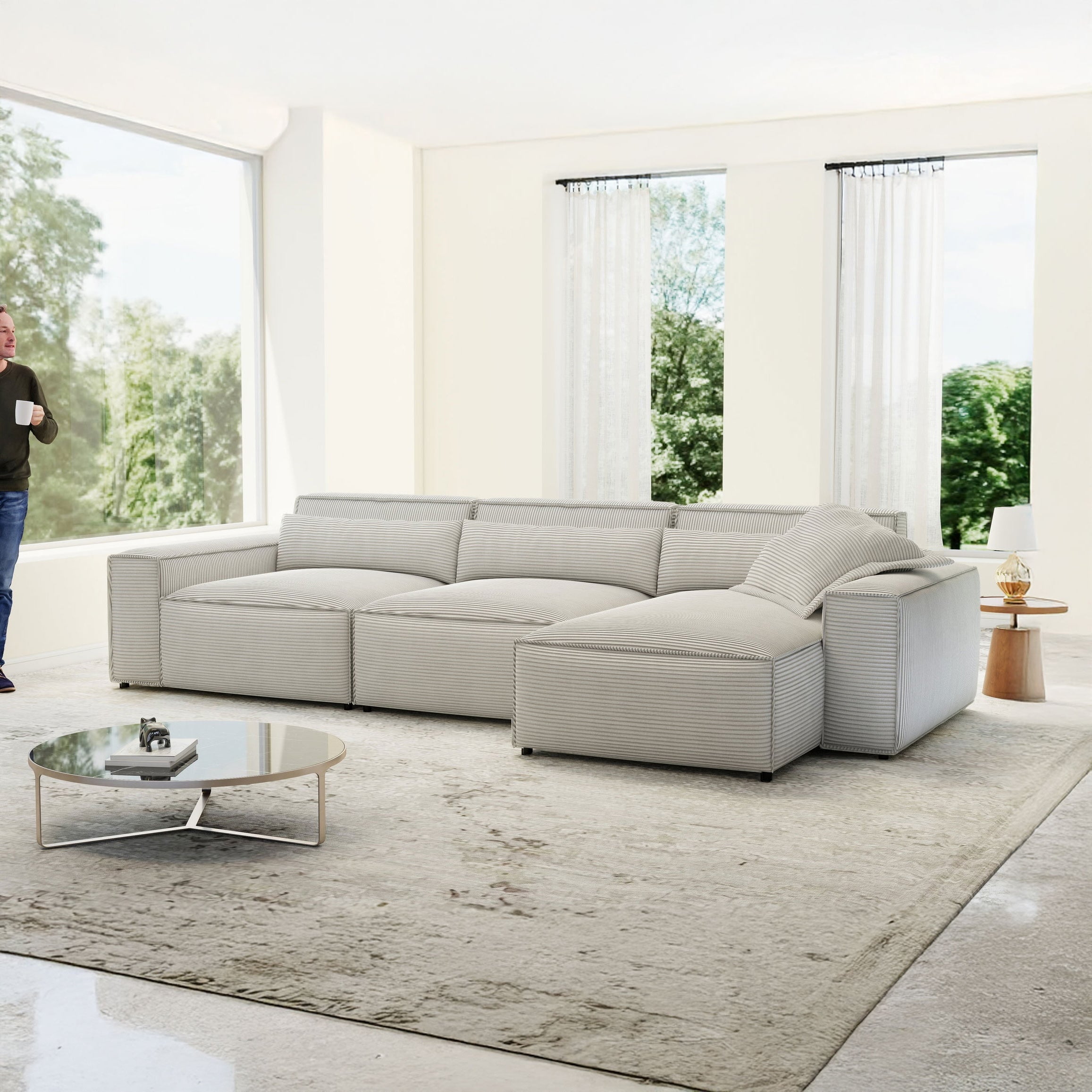 Colțar dumonde cu sezut confortabil din spuma HR, Marvelo XL Zoom Gri Mint 366x175 cm II