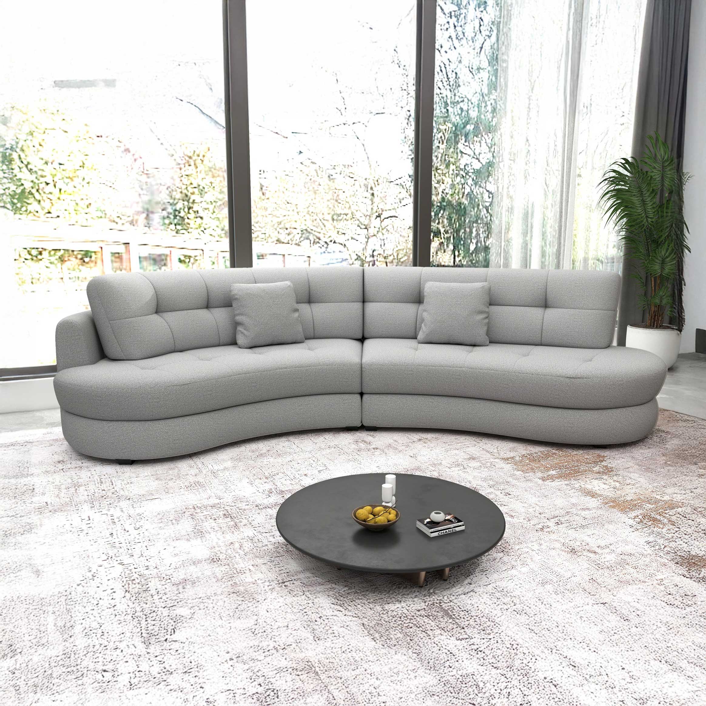 Canapea semirotunda dumonde cu șezut confortabil din spumă HR, Roma Enjoy Gri 300x160 cm