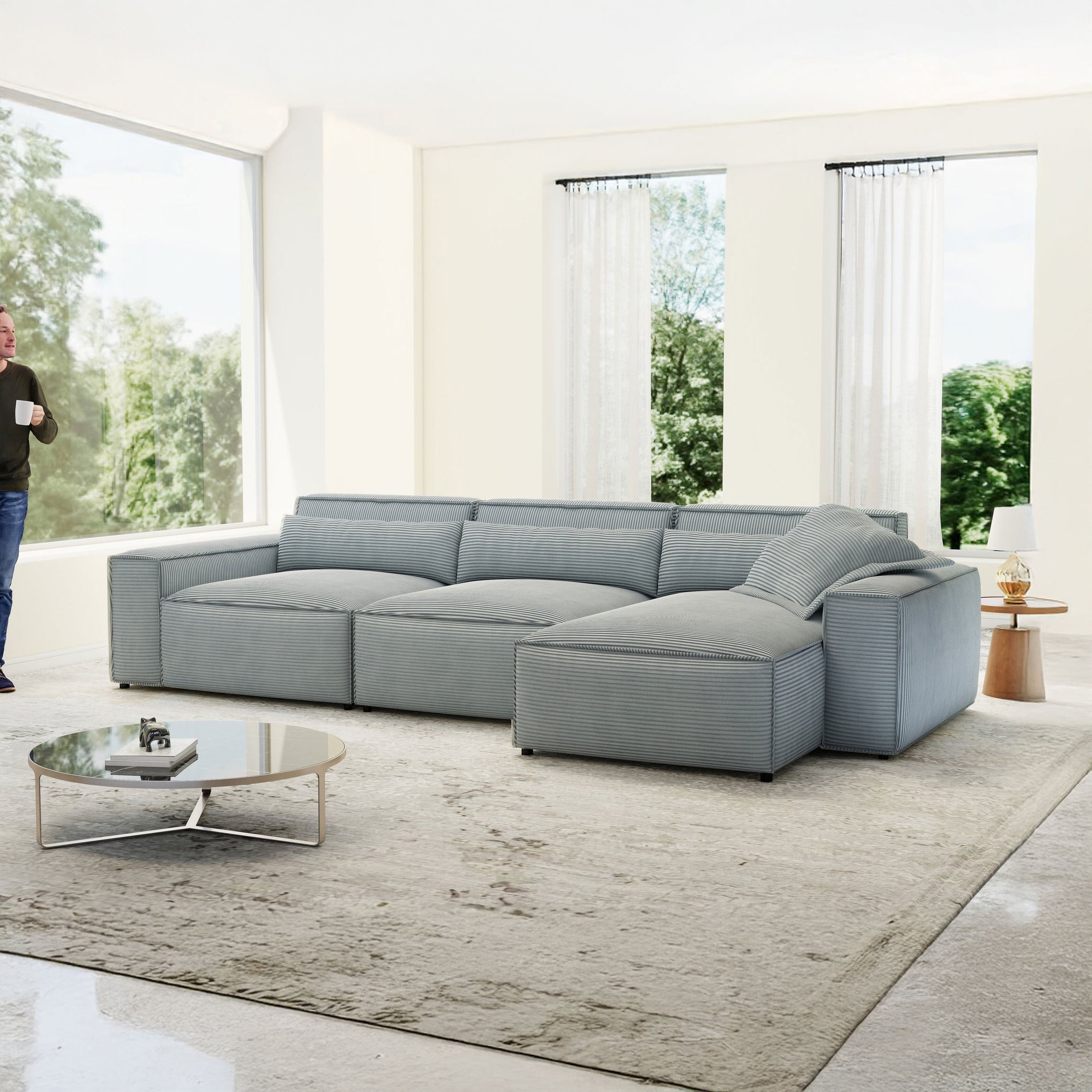 Colțar dumonde cu sezut confortabil din spuma HR, Marvelo XL Zoom Gri 366x175 cm II