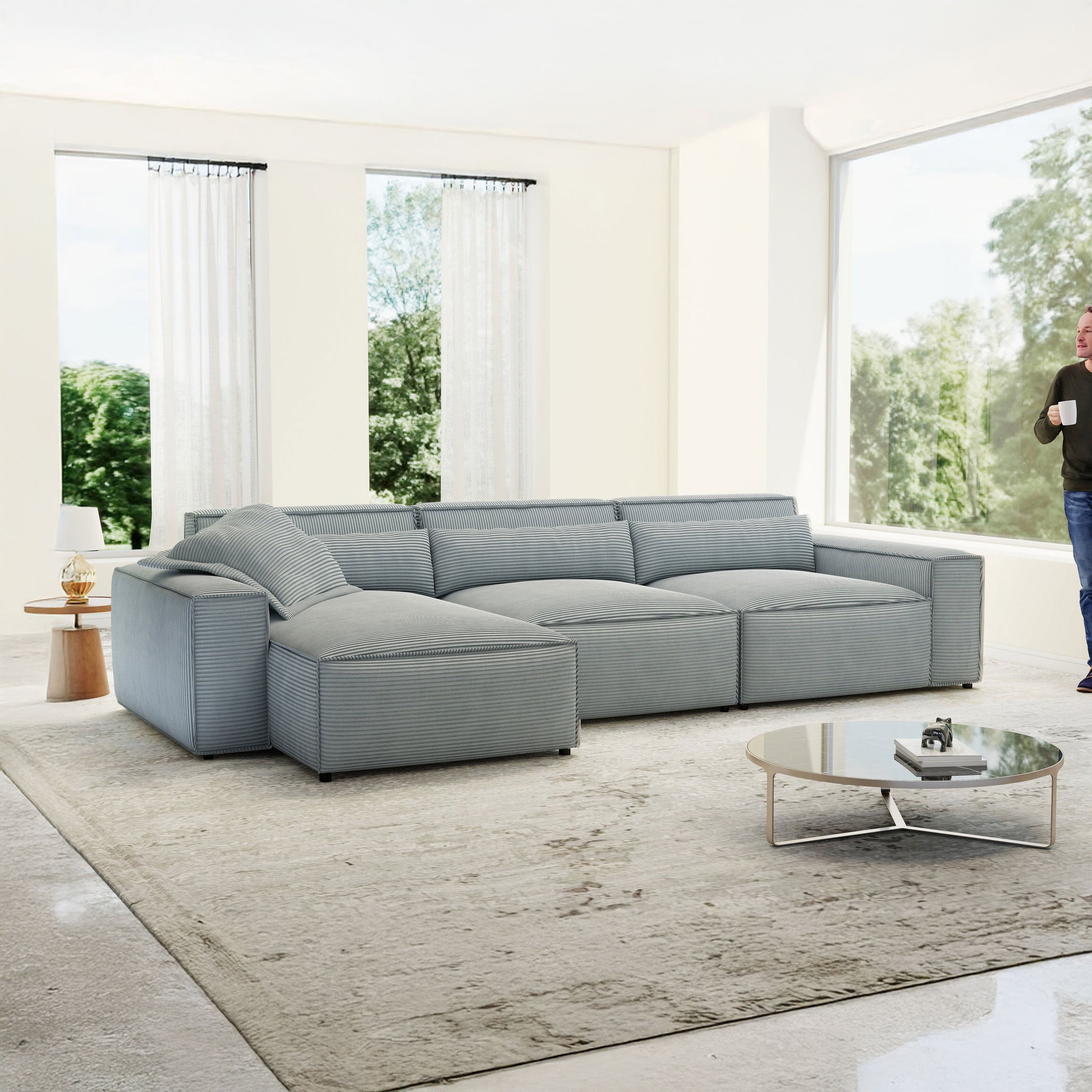 Colțar dumonde cu sezut confortabil din spuma HR, Marvelo XL Zoom Gri 366x175 cm