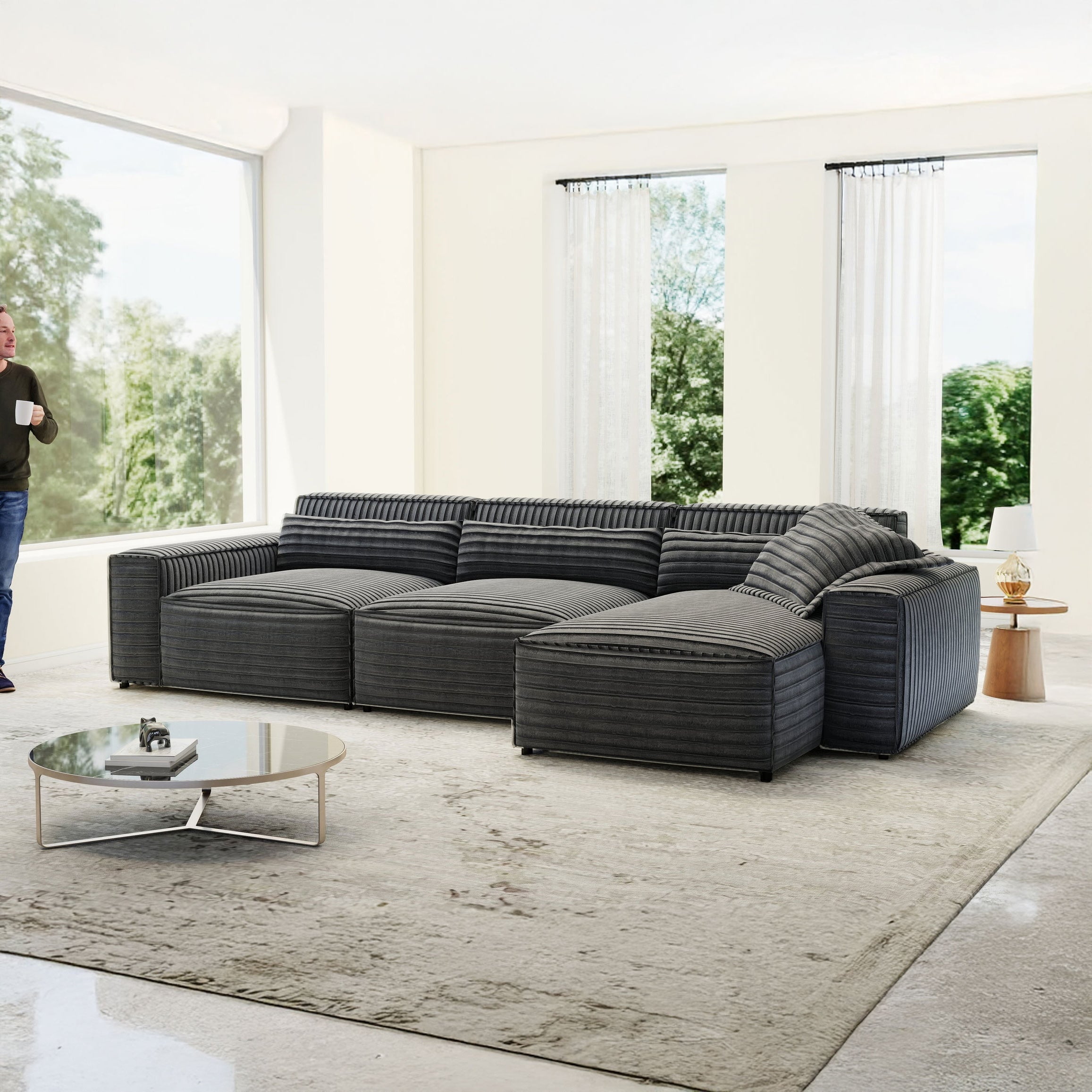 Colțar dumonde cu sezut confortabil din spuma HR, Marvelo XL Ambience Gri 366x175 cm II