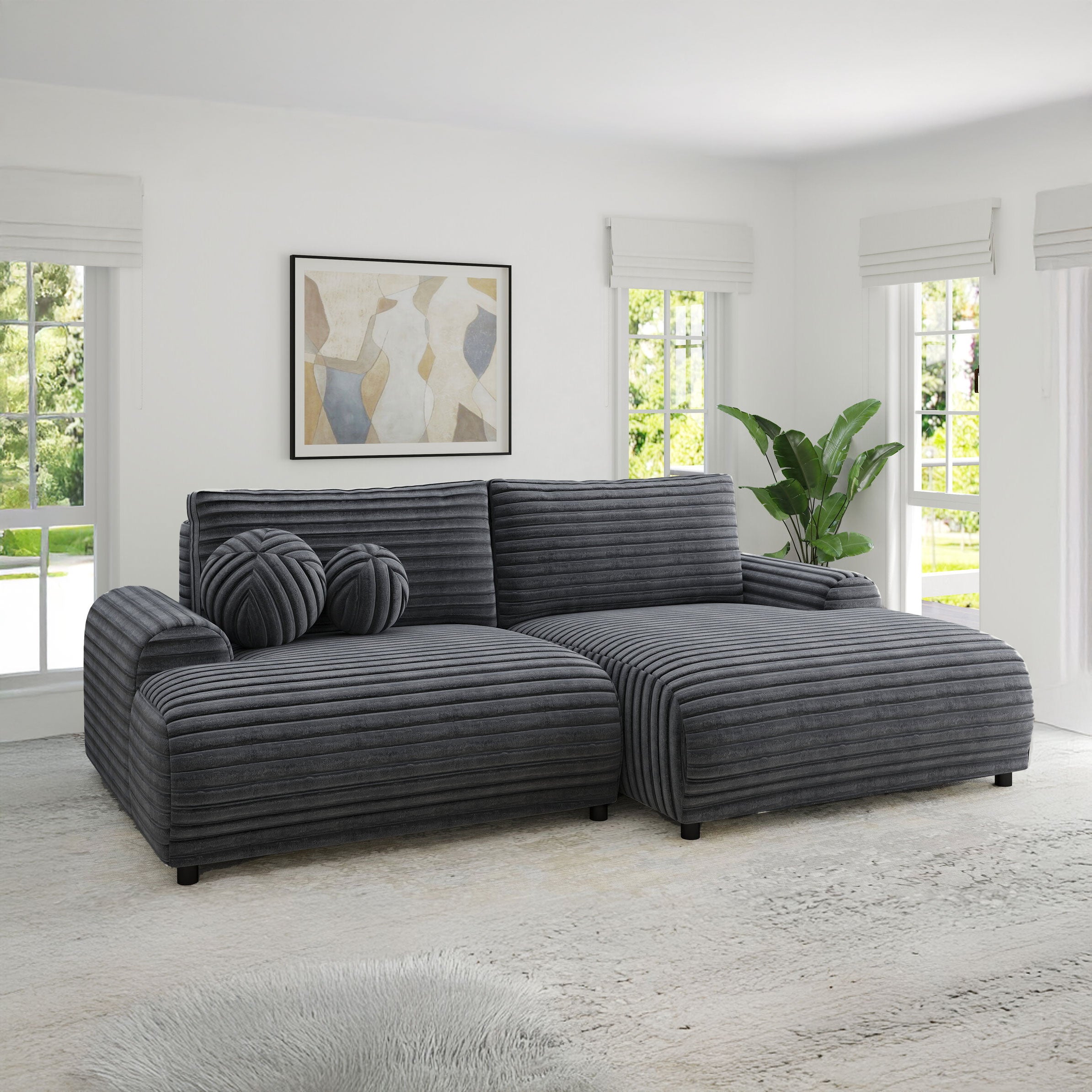 Colțar extensibil dumonde cu ladă de depozitare și șezut confortabil din spumă HR, Carlo Ambience Gri 240x145 cm II