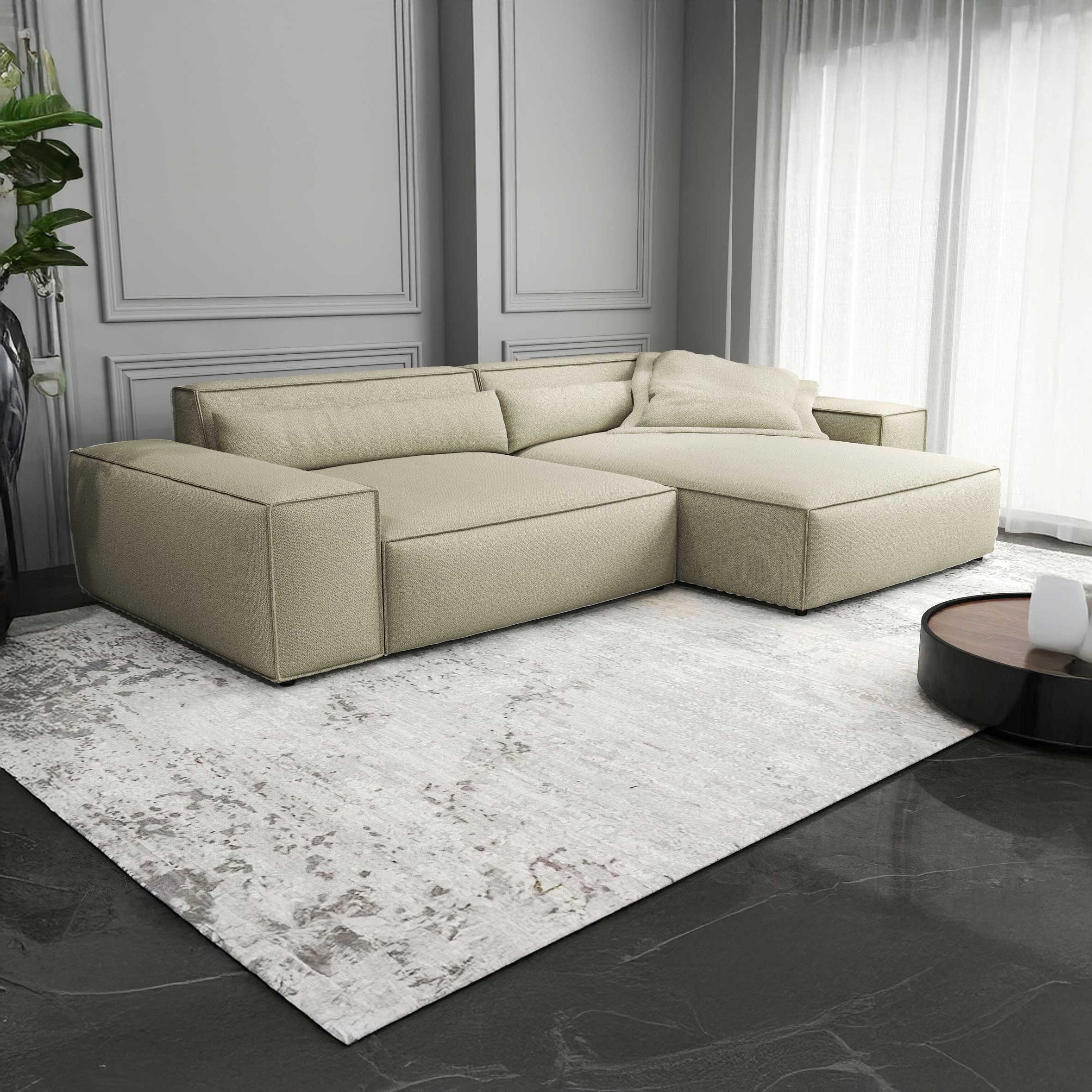 Colțar dumonde cu șezut confortabil din spumă HR, Marvelo Enjoy Bej 264x175 cm II