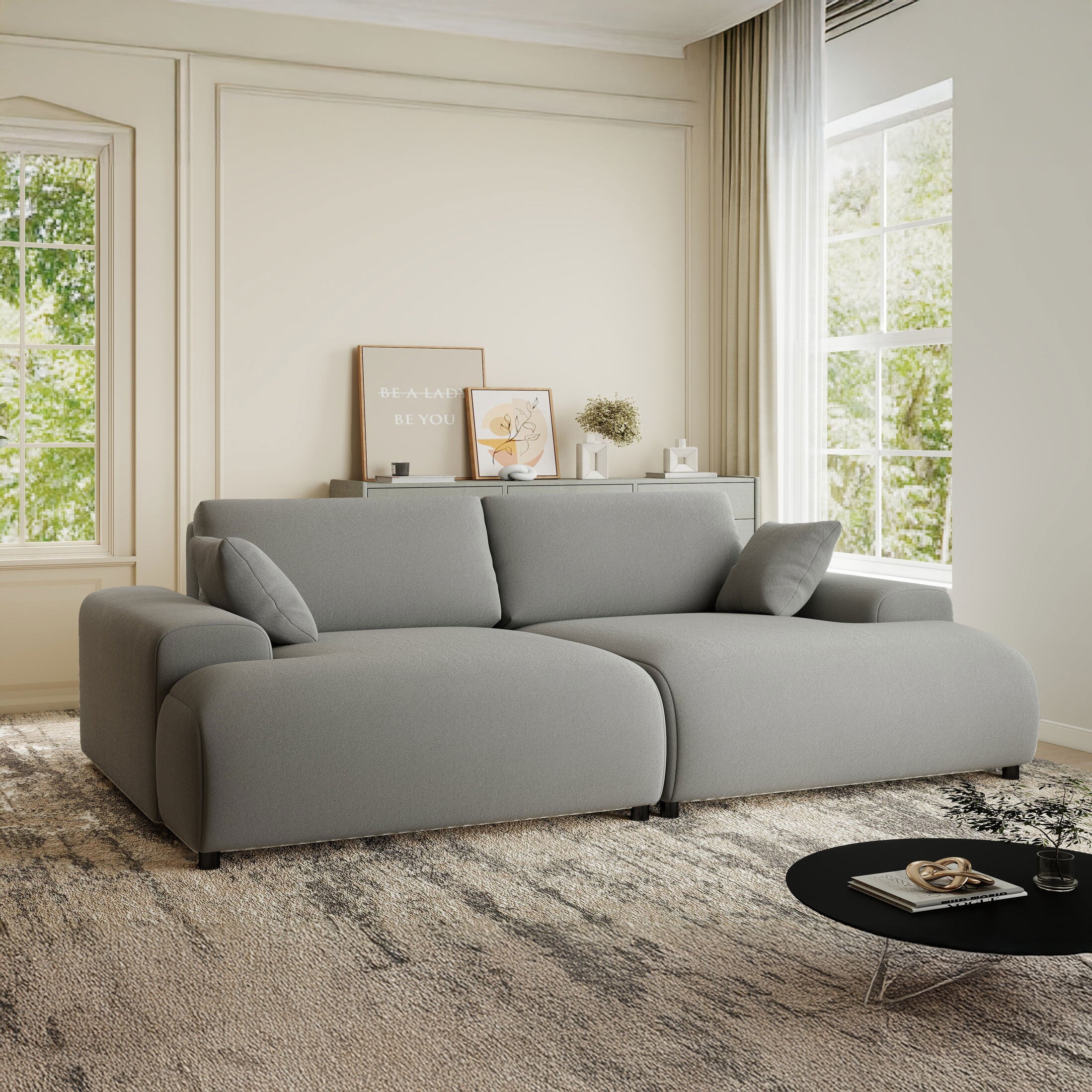 Canapea dumonde cu sezut confortabil din spuma HR, Hudson Royal Gri 237x144 cm