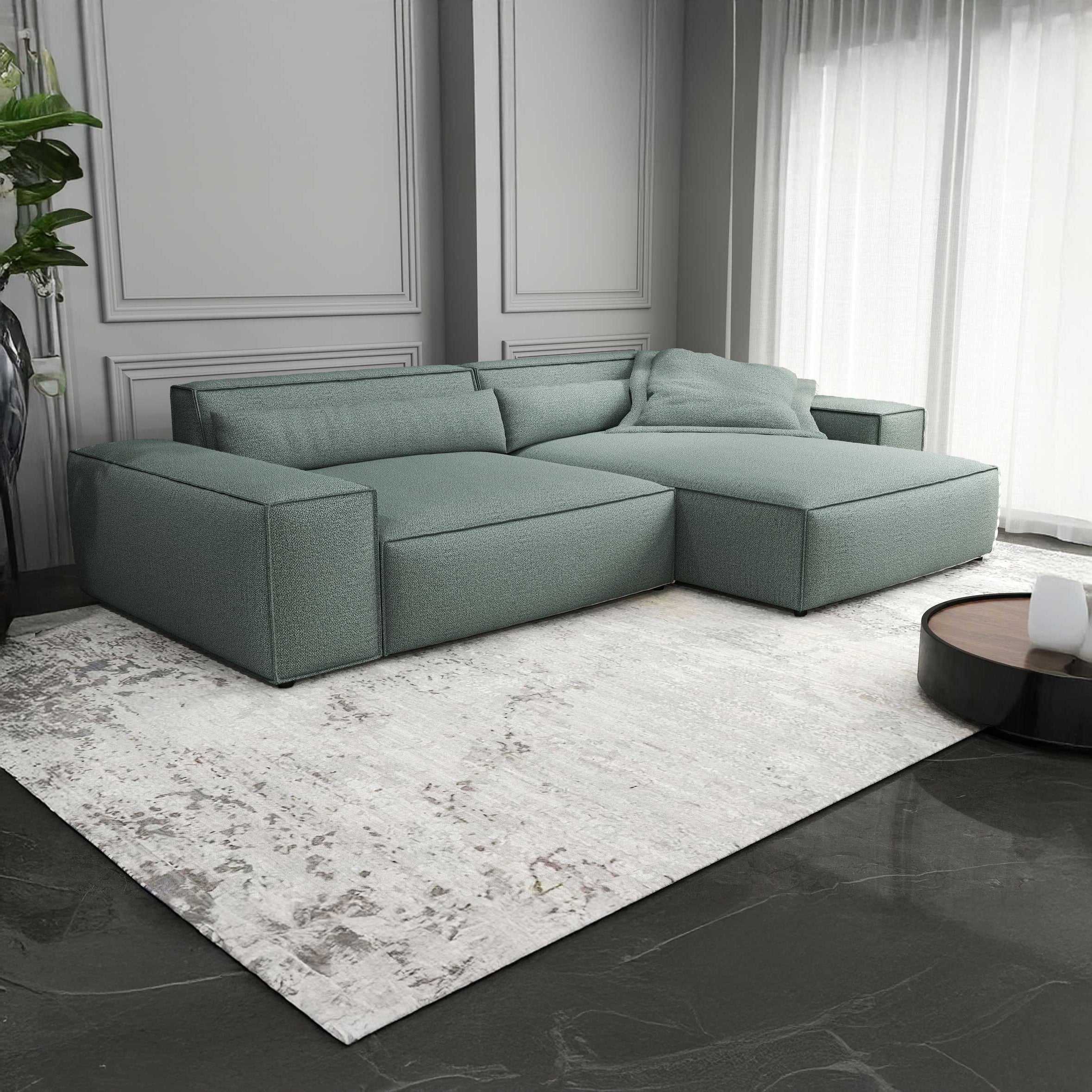 Colțar dumonde cu șezut confortabil din spumă HR, Marvelo Enjoy Verde Mint 264x175 cm II