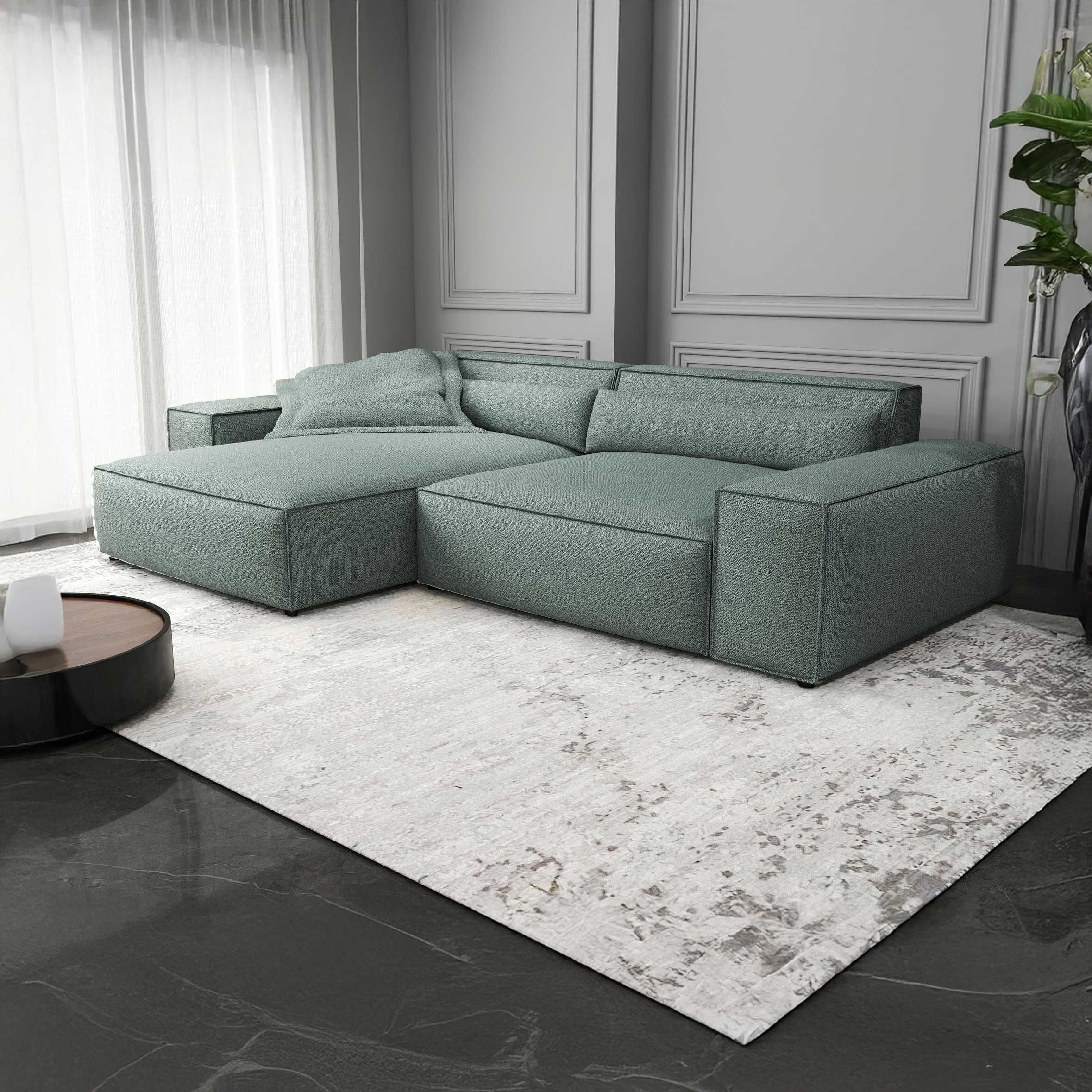 Colțar dumonde cu șezut confortabil din spumă HR, Marvelo Enjoy Verde Mint 264x175 cm