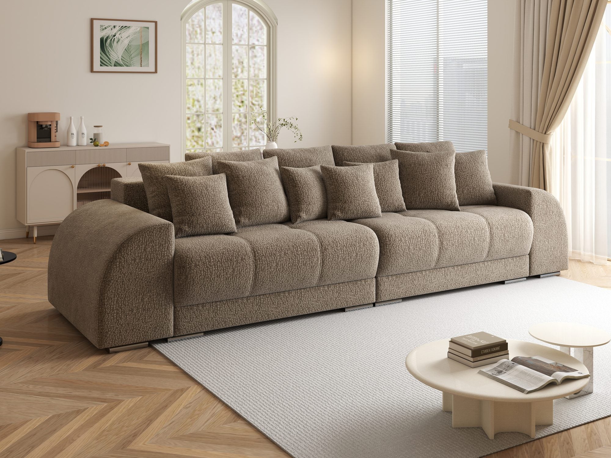 Canapea extensibilă dumonde cu 2 lăzi de depozitare si sezut confortabil din spuma high-density, Verona Jaguar Maro Cappuccino 8 310x100 cm