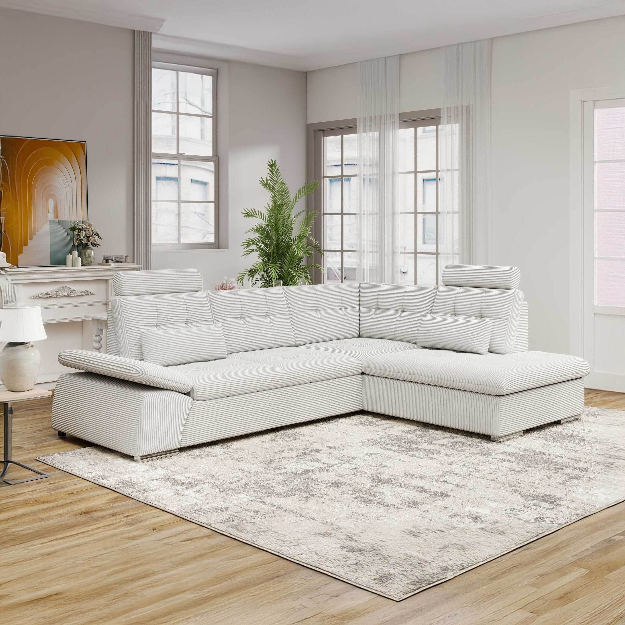 Colțar extensibil dumonde cu ladă de depozitare și șezut confortabil din spumă HR, Merkur XL Zoom Gri 256x217 cm II