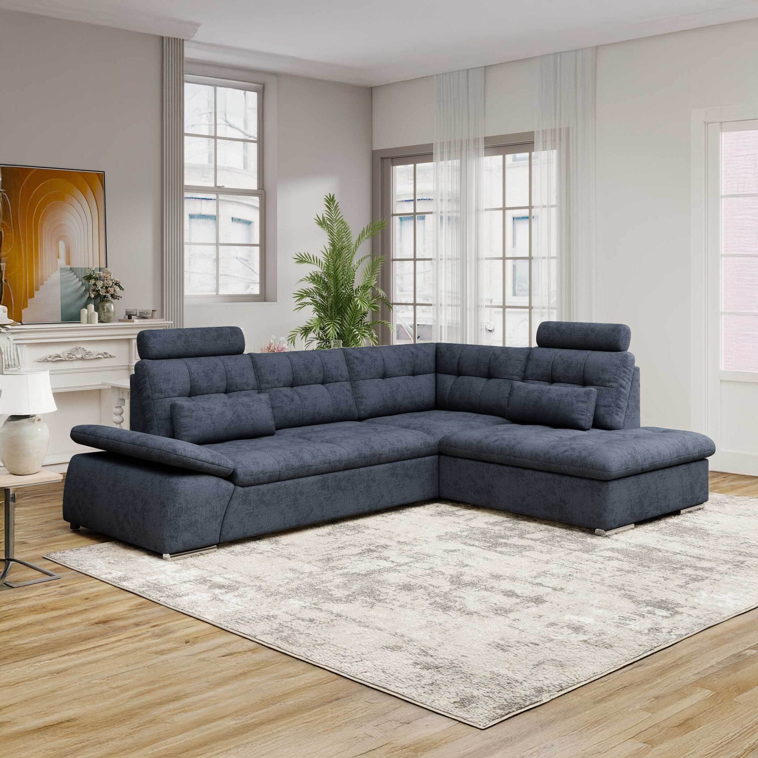 Colțar extensibil dumonde cu ladă de depozitare și șezut confortabil din spumă HR, Merkur XL Enjoy Antracit 256x217 cm II