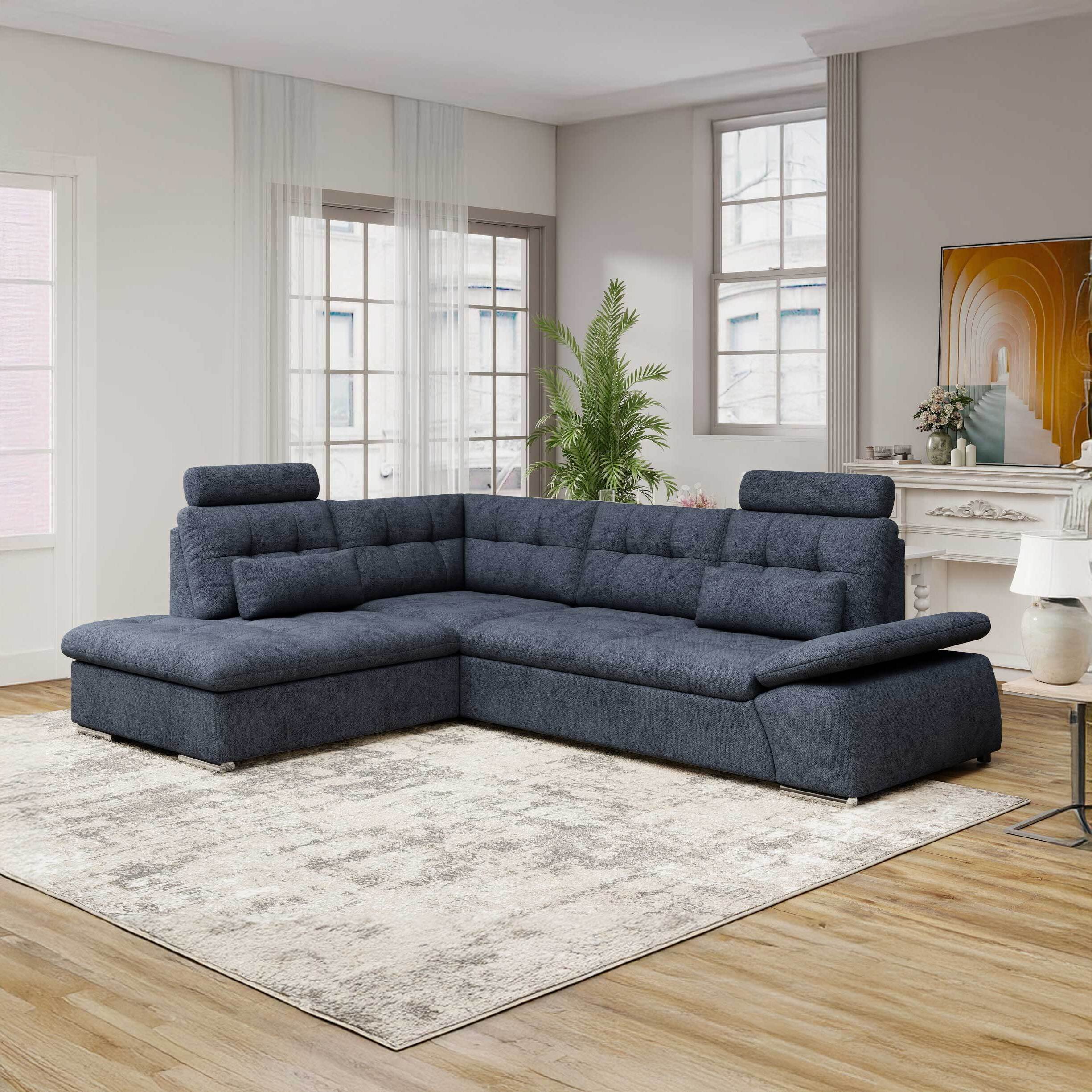 Colțar extensibil dumonde cu ladă de depozitare și șezut confortabil din spumă HR, Merkur XL Enjoy Antracit 256x217 cm