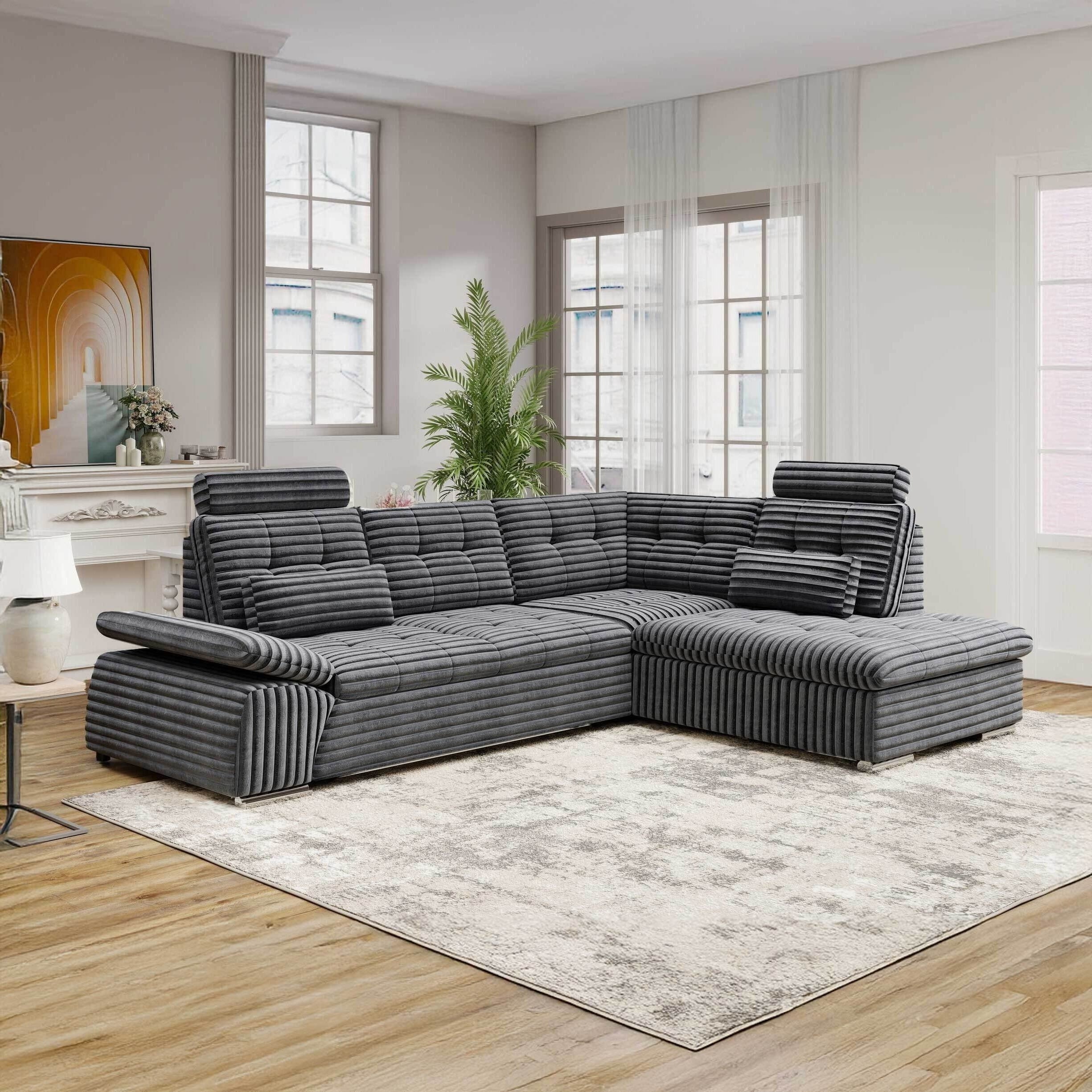 Colțar extensibil dumonde cu ladă de depozitare și șezut confortabil din spumă HR, Merkur XL Ambience Gri 256x217 cm II