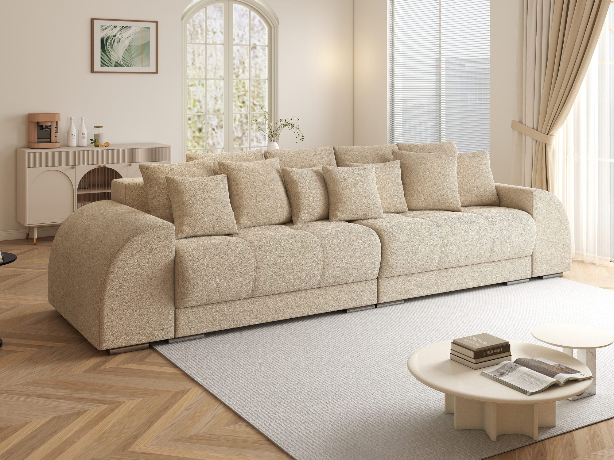 Canapea extensibilă dumonde cu 2 lăzi de depozitare si sezut confortabil din spuma high-density, Verona Quelle Bej 05 310x100 cm