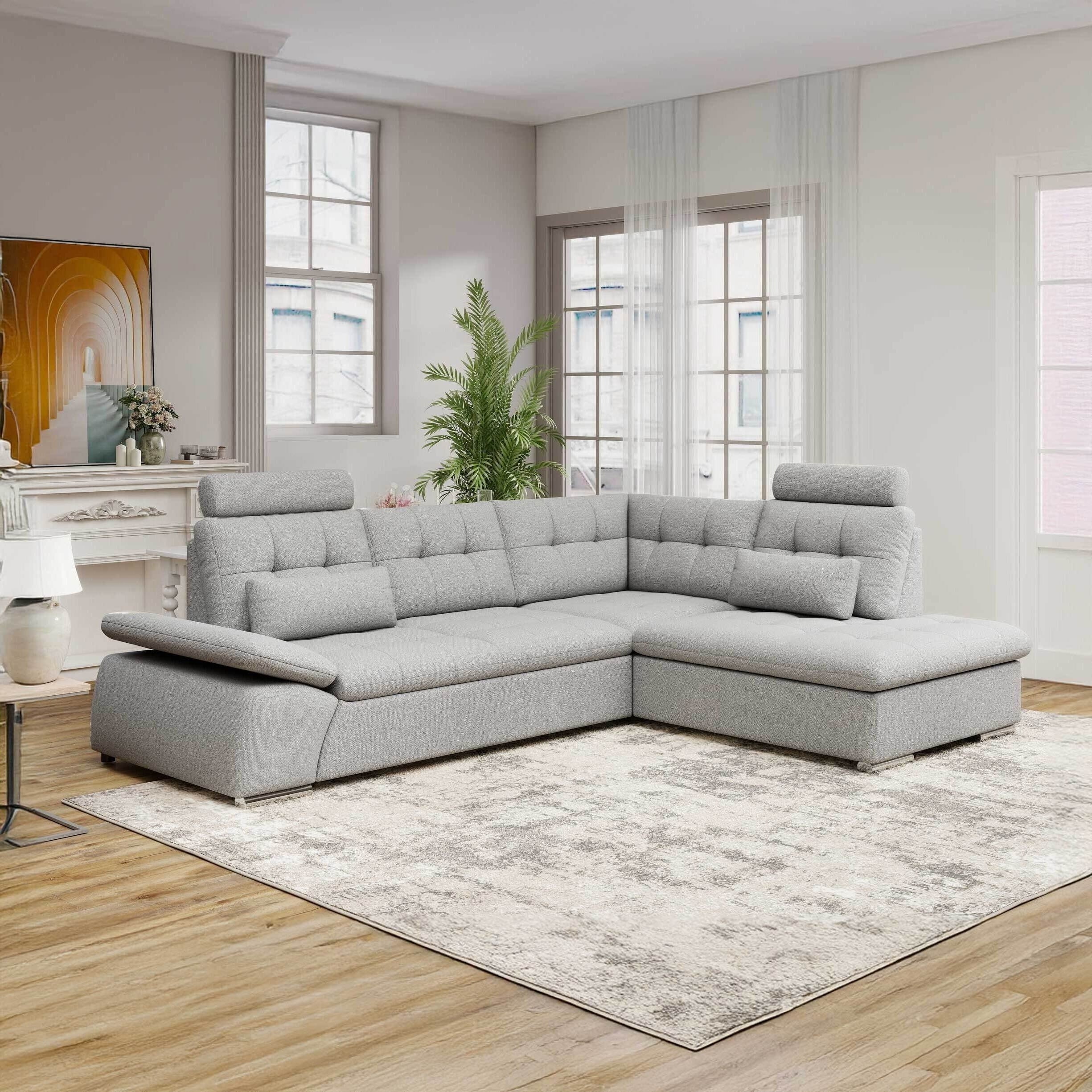 Colțar extensibil dumonde cu ladă de depozitare și șezut confortabil din spumă HR, Merkur XL Enjoy Gri 256x217 cm II