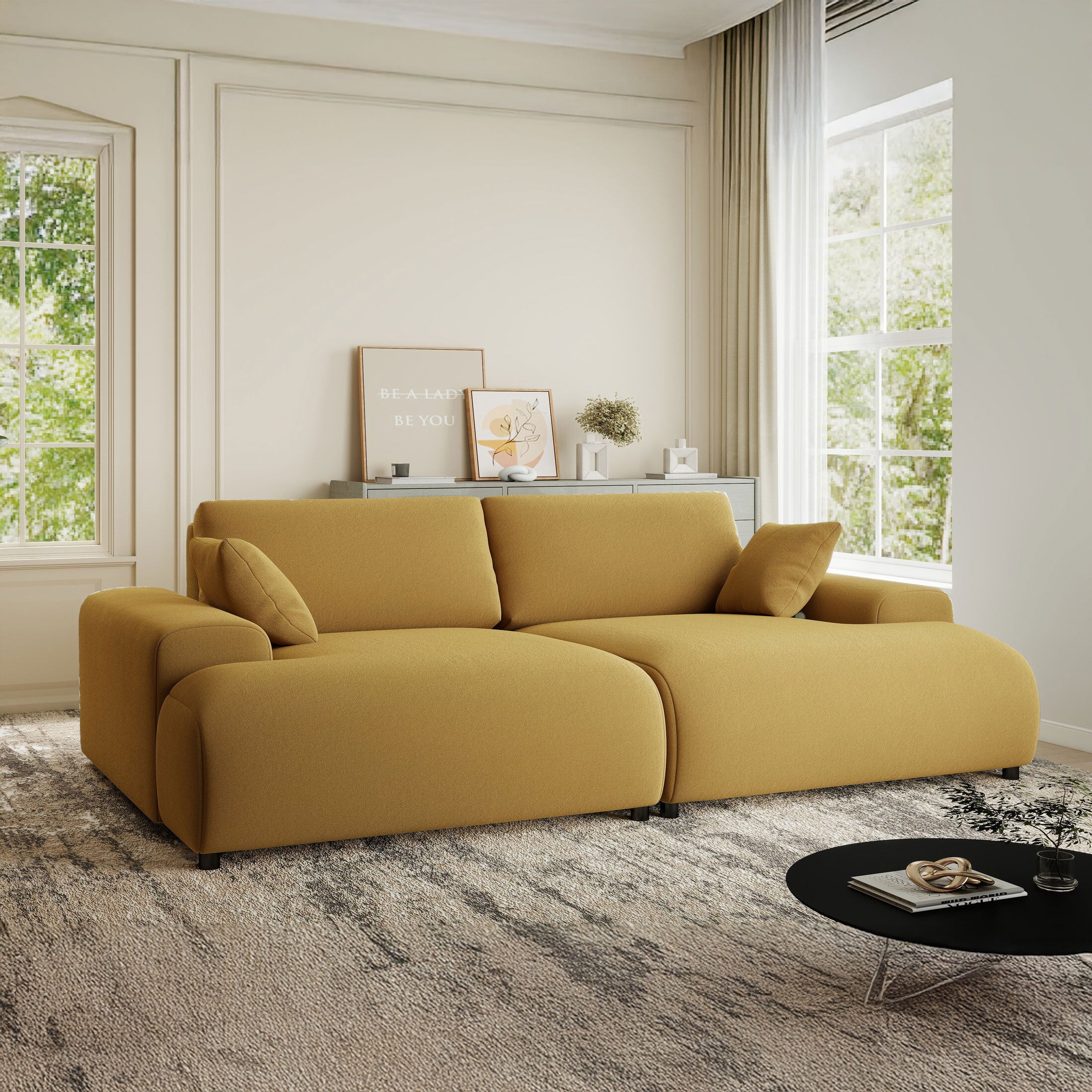 Canapea dumonde cu sezut confortabil din spuma HR, Hudson Royal Mustar 237x144 cm