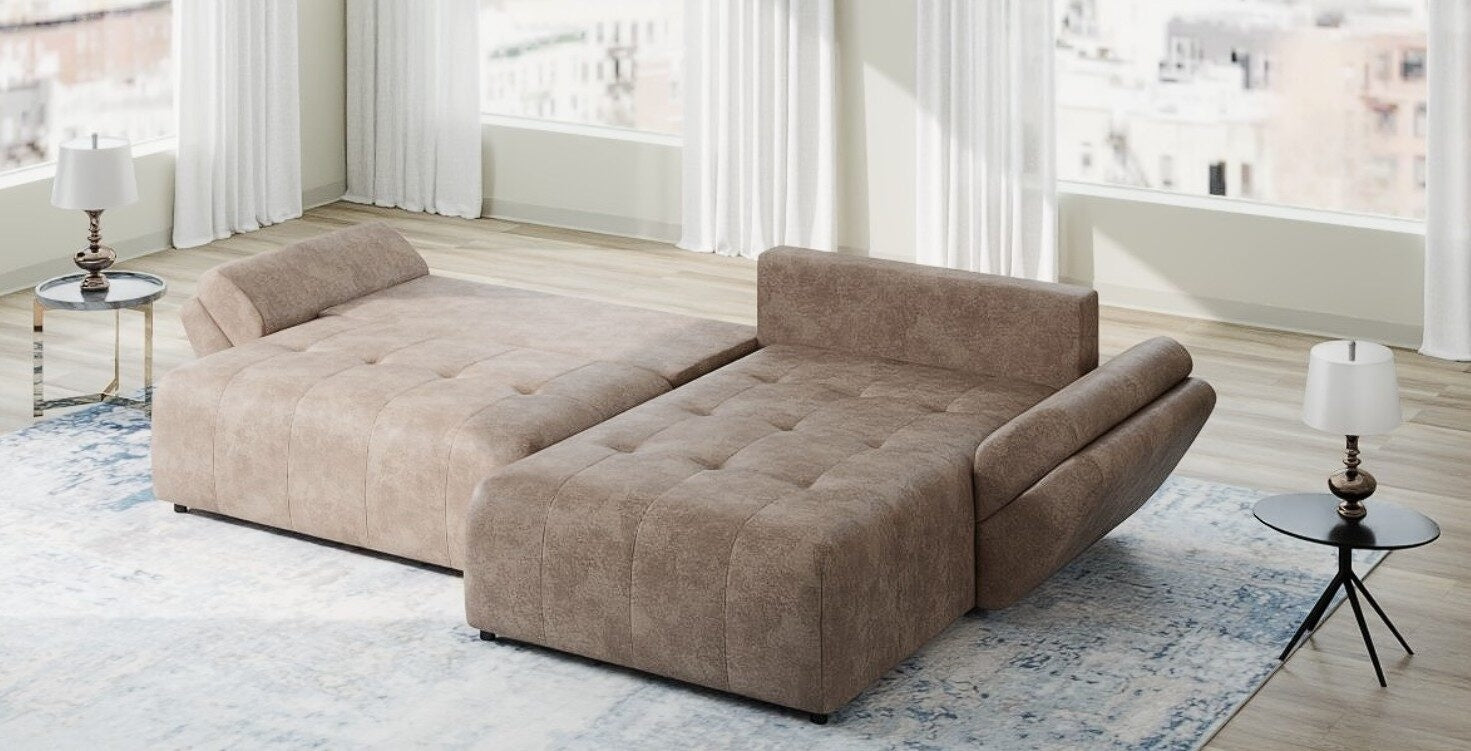 Colțar extensibil dumonde cu ladă de depozitare si sezut confortabil din spuma HR, Berlin Tobago Maro 280x185 cm II