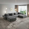 Colțar extensibil dumonde cu ladă de depozitare si sezut confortabil din spuma high-density, Berlin U Tilia Gri 90 380x180 cm