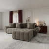 Colțar extensibil dumonde cu ladă de depozitare si sezut confortabil din spuma high-density, Berlin Arena Bej 4 II 280x185 cm