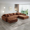 Colțar extensibil dumonde cu ladă de depozitare si sezut confortabil din spuma high-density, Loana U Cremona Teracota 52 355x185 cm