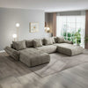 Colțar extensibil dumonde cu ladă de depozitare si sezut confortabil din spuma high-density, Berlin U Cremona Bej 14 380x180 cm