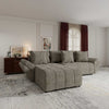 Colțar extensibil dumonde cu ladă de depozitare si sezut confortabil din spuma high-density, Berlin Cremona Bej 14 280x185 cm