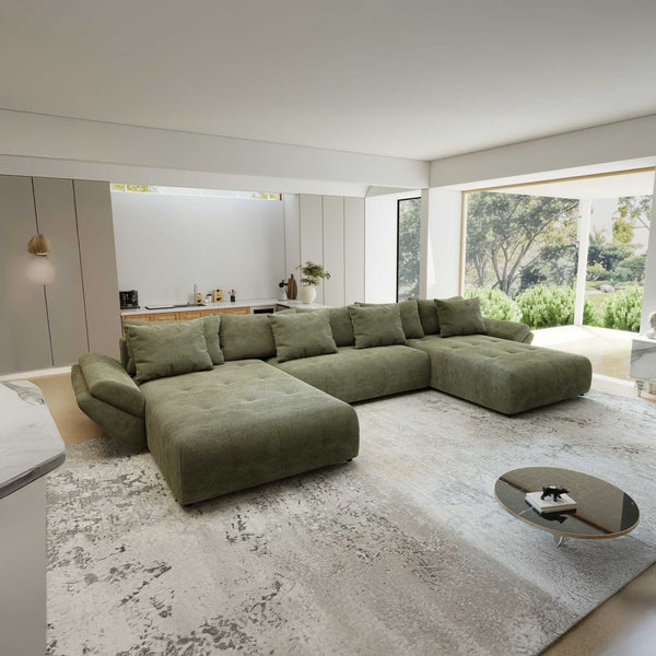 Colțar extensibil dumonde cu ladă de depozitare Berlin U Vibe Olive 400x185 cm