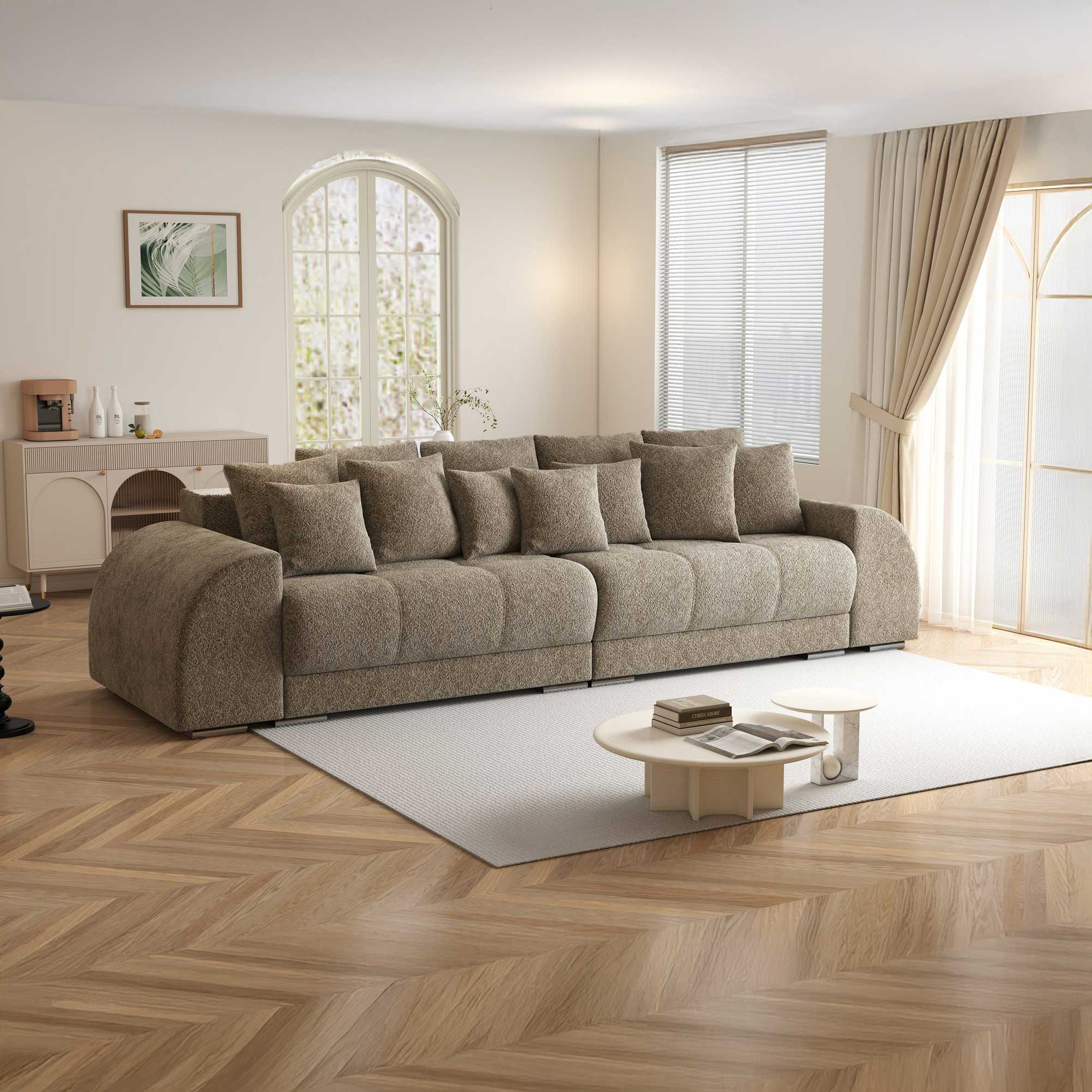 Canapea extensibilă dumonde cu 2 lăzi de depozitare si sezut confortabil din spuma high-density, Verona Arena Bej 4 310x100 cm