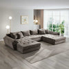 Colțar extensibil dumonde cu ladă de depozitare si sezut confortabil din spuma high-density, Loana U Cremona Maro-bej 24 355x185 cm