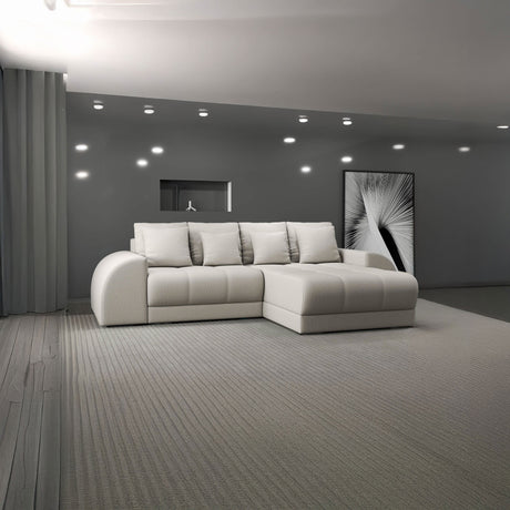 Colțar extensibil dumonde cu ladă de depozitare si sezut confortabil din spuma HR, Verona Enjoy Bej II 290x185 cm Fabrica