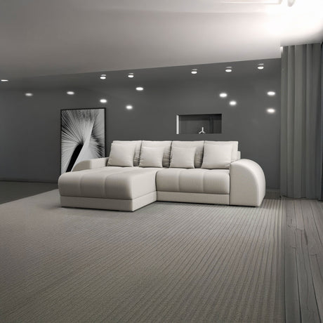 Colțar extensibil dumonde cu ladă de depozitare si sezut confortabil din spuma HR, Verona Enjoy Bej 290x185 cm Fabrica