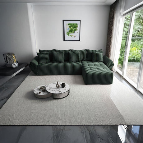 Colțar extensibil dumonde cu ladă de depozitare si sezut confortabil din spuma HR, Berlin XL Ambience Green II 350x185 cm Fabrica