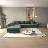 Colțar extensibil dumonde cu ladă de depozitare si sezut confortabil din spuma HR, Loana XL Ambience Verde 335x185 cm Fabrica
