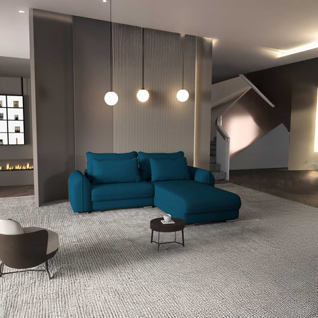 Colțar extensibil dumonde cu ladă de depozitare si sezut confortabil din spuma HR, Denver Enjoy Verde Petrol 275x185 cm II Fabrica