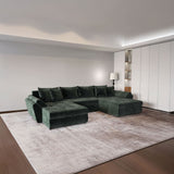 Colțar extensibil dumonde cu ladă de depozitare si sezut confortabil din spuma HR, Loana U Verde Euphoria 355x185 cm Fabrica
