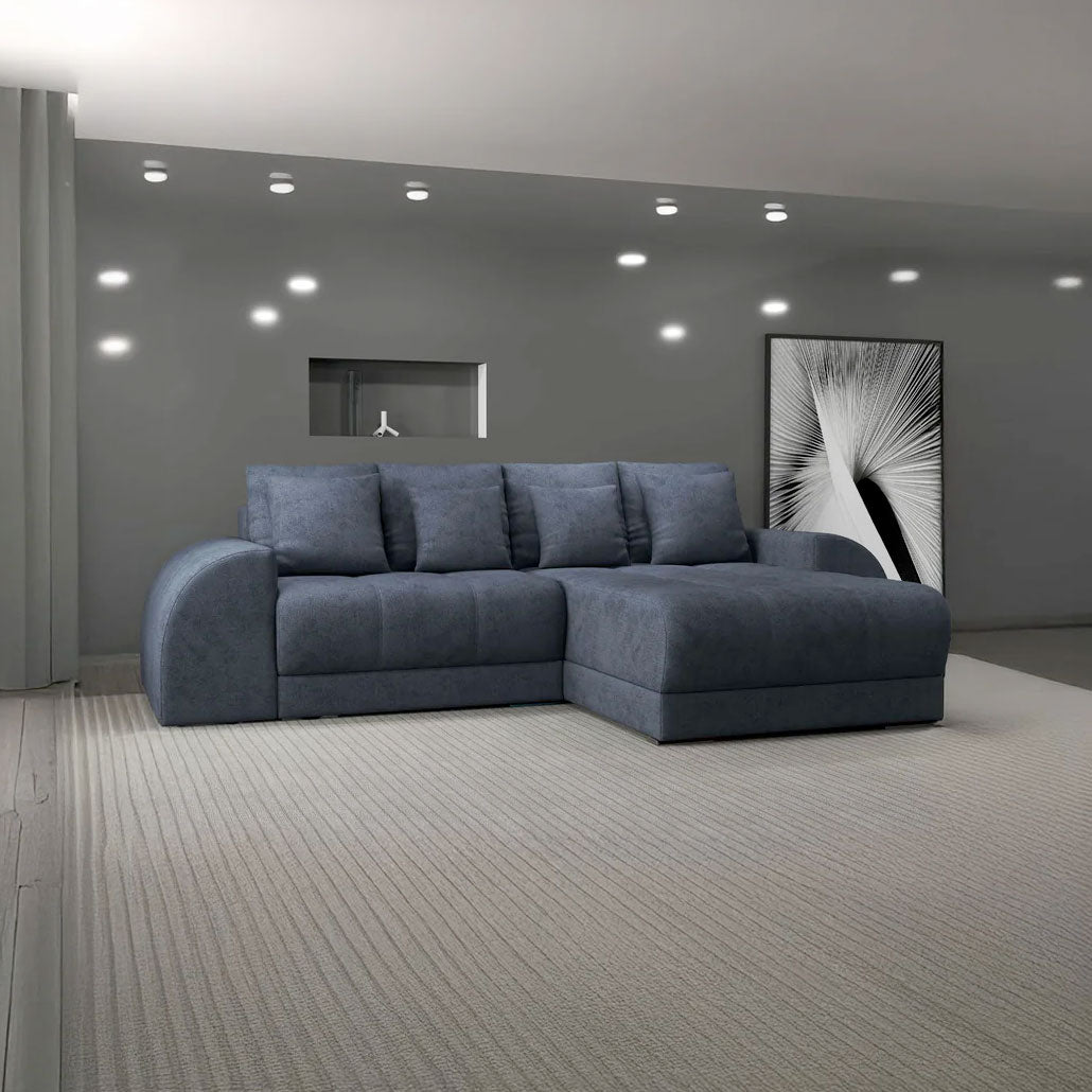 Colțar extensibil dumonde cu ladă de depozitare si sezut confortabil din spuma HR, Verona Enjoy Gri Antracit II 290x185 cm