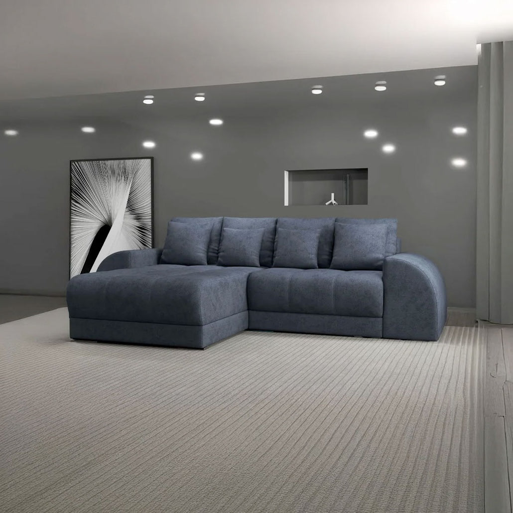 Colțar extensibil dumonde cu ladă de depozitare si sezut confortabil din spuma HR, Verona Enjoy Gri Antracit 290x185 cm