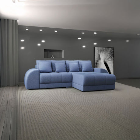 Colțar extensibil dumonde cu ladă de depozitare si sezut confortabil din spuma HR, Verona Enjoy Albastru II 290x185 cm Fabrica