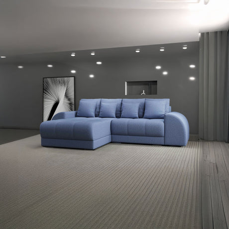 Colțar extensibil dumonde cu ladă de depozitare si sezut confortabil din spuma HR, Verona Enjoy Albastru 290x185 cm Fabrica